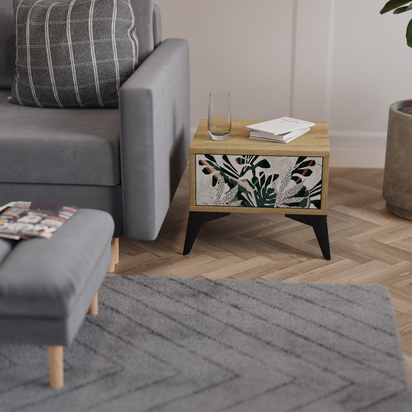 Comodino VERDURE FORMATION in effetto rovere