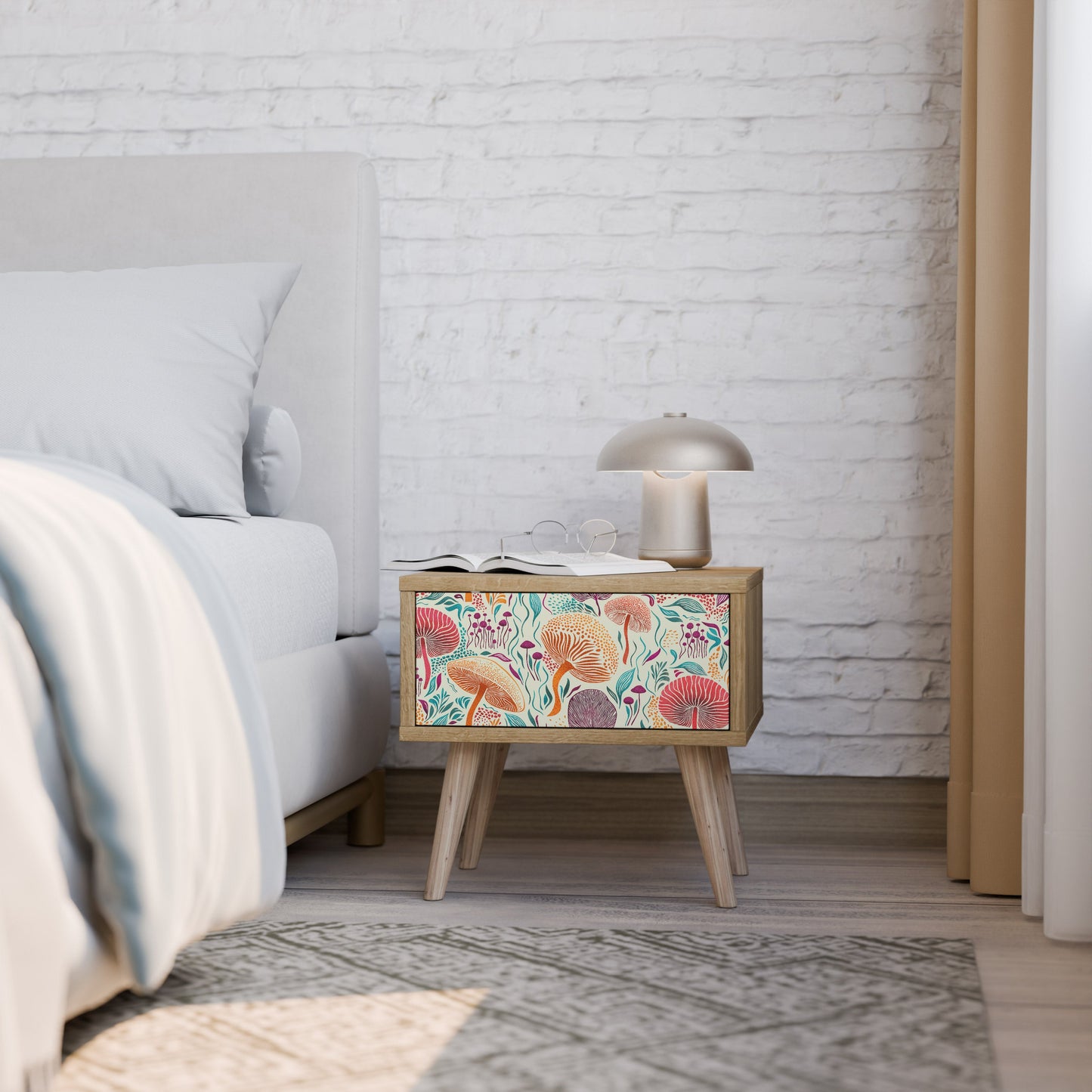 Comodino FUNGUS FANTASY in effetto rovere