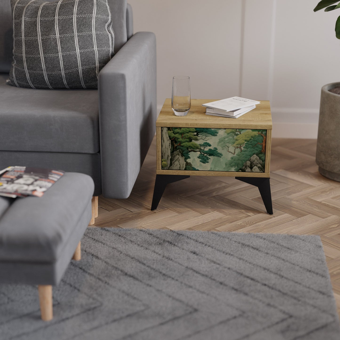 Comodino VERDURE ABYSS in effetto rovere