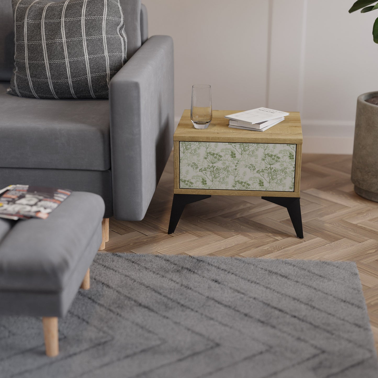 Comodino FENNEL BALDACHIN in effetto rovere