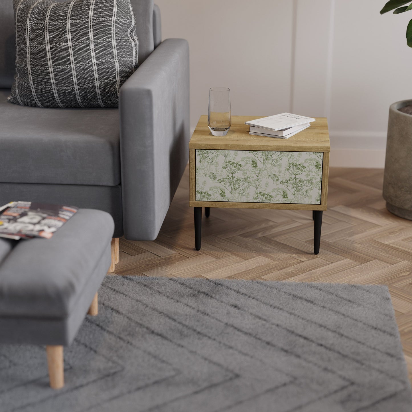 Comodino FENNEL BALDACHIN in effetto rovere