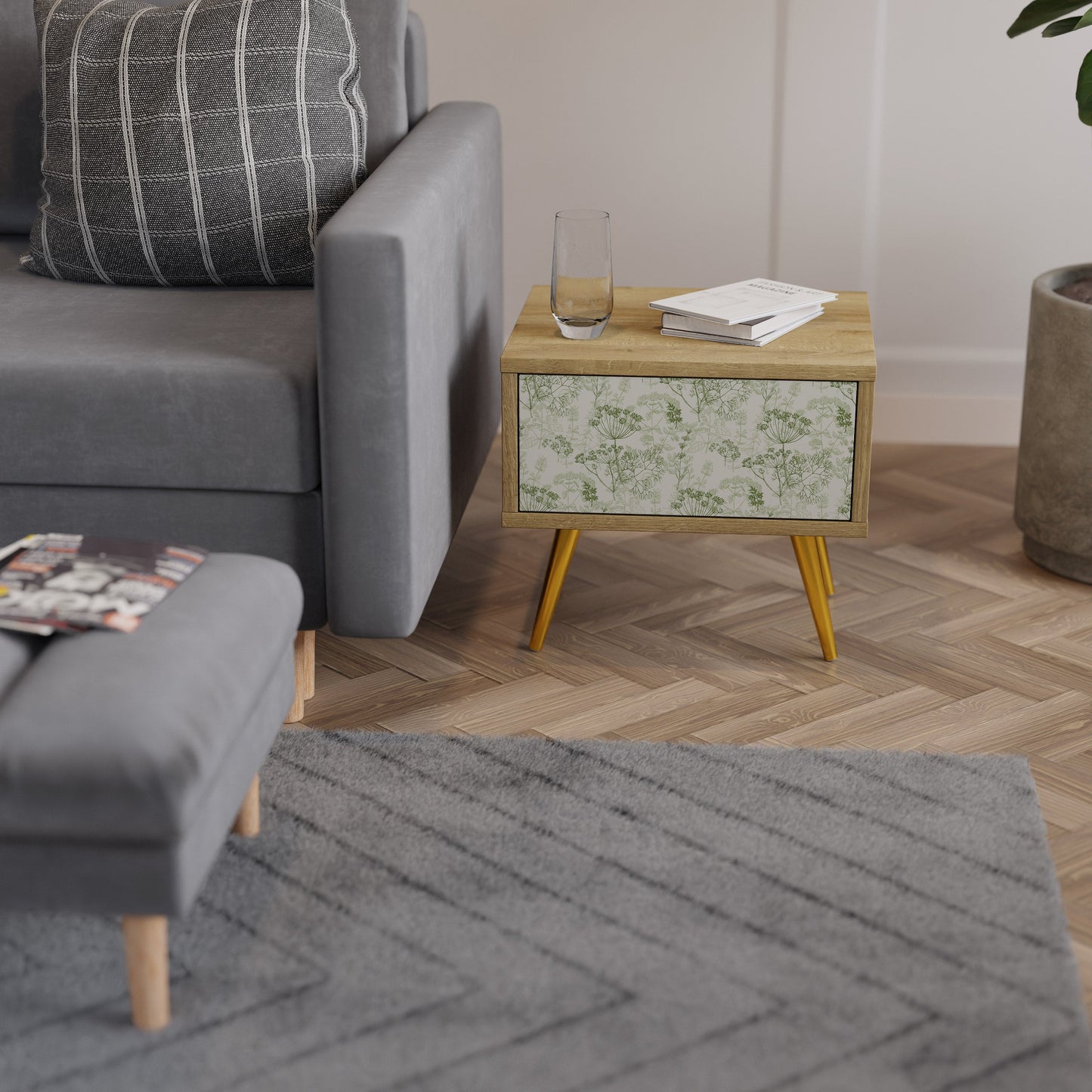 Comodino FENNEL BALDACHIN in effetto rovere