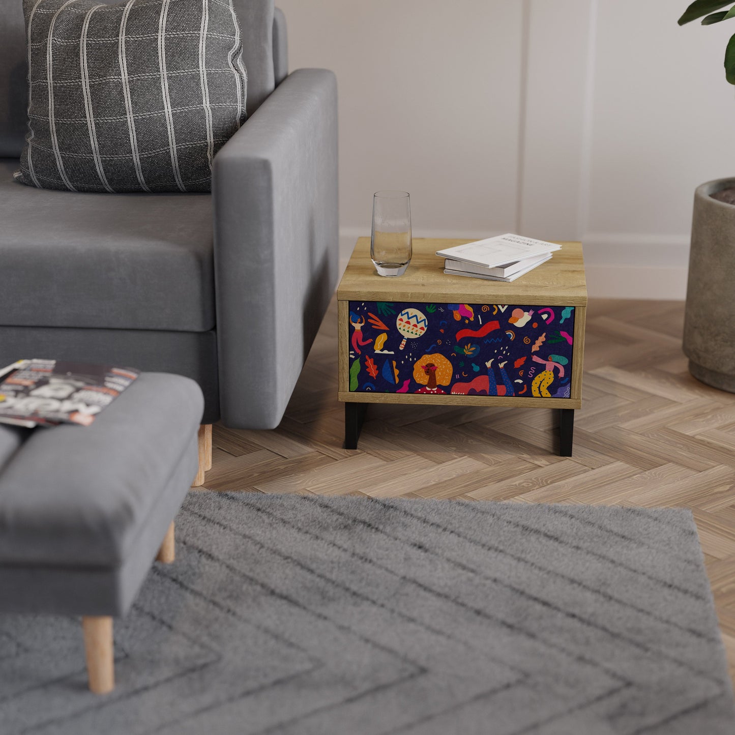 Comodino FESTIVE PLEASURES in effetto rovere