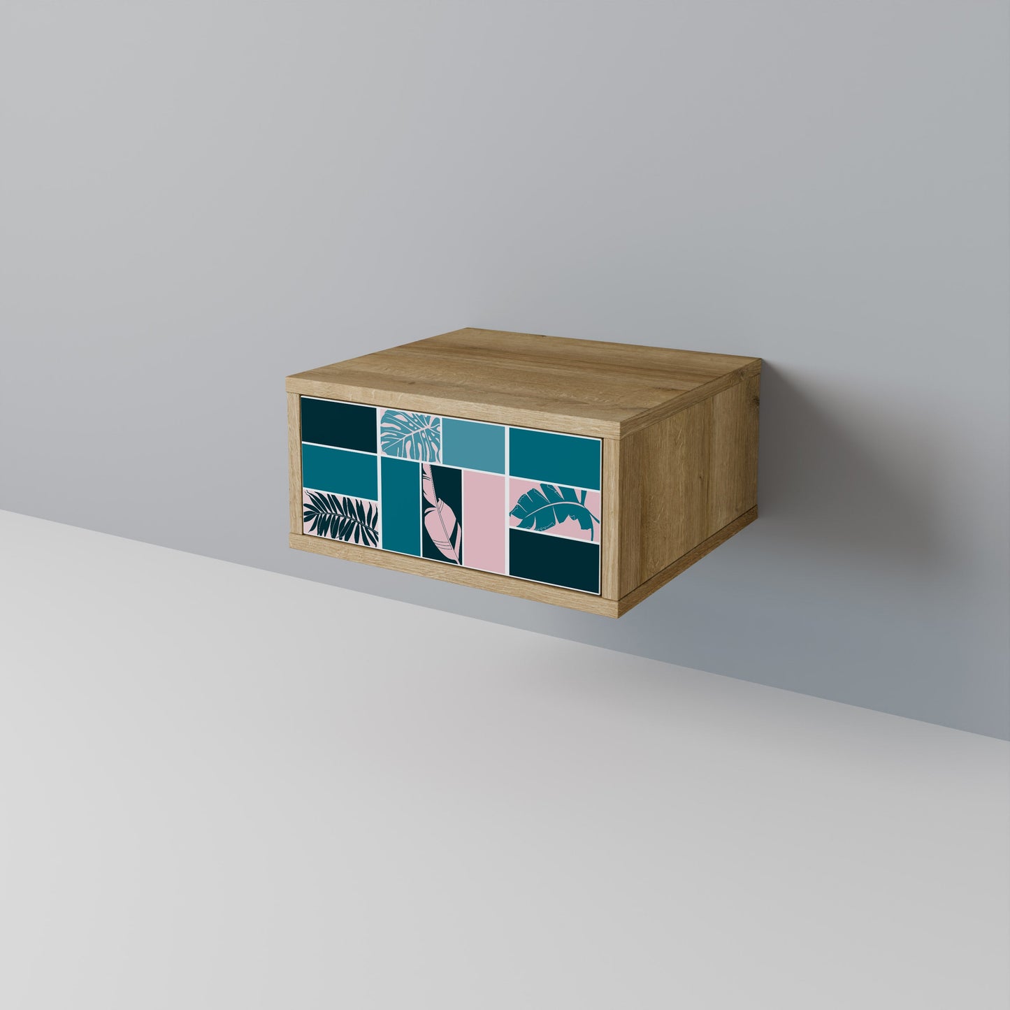 COMBINAZIONE DI FORME Comodino in effetto rovere