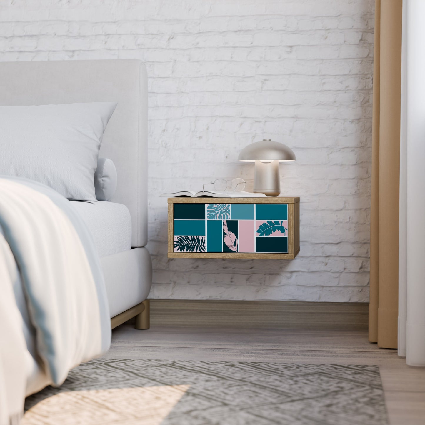 COMBINAZIONE DI FORME Comodino in effetto rovere