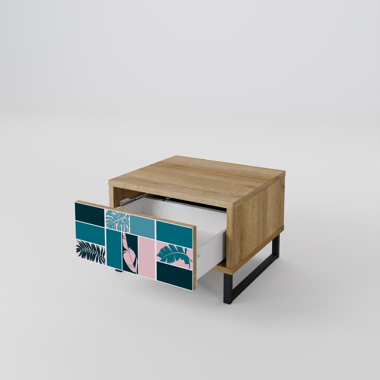 COMBINAZIONE DI FORME Comodino in effetto rovere