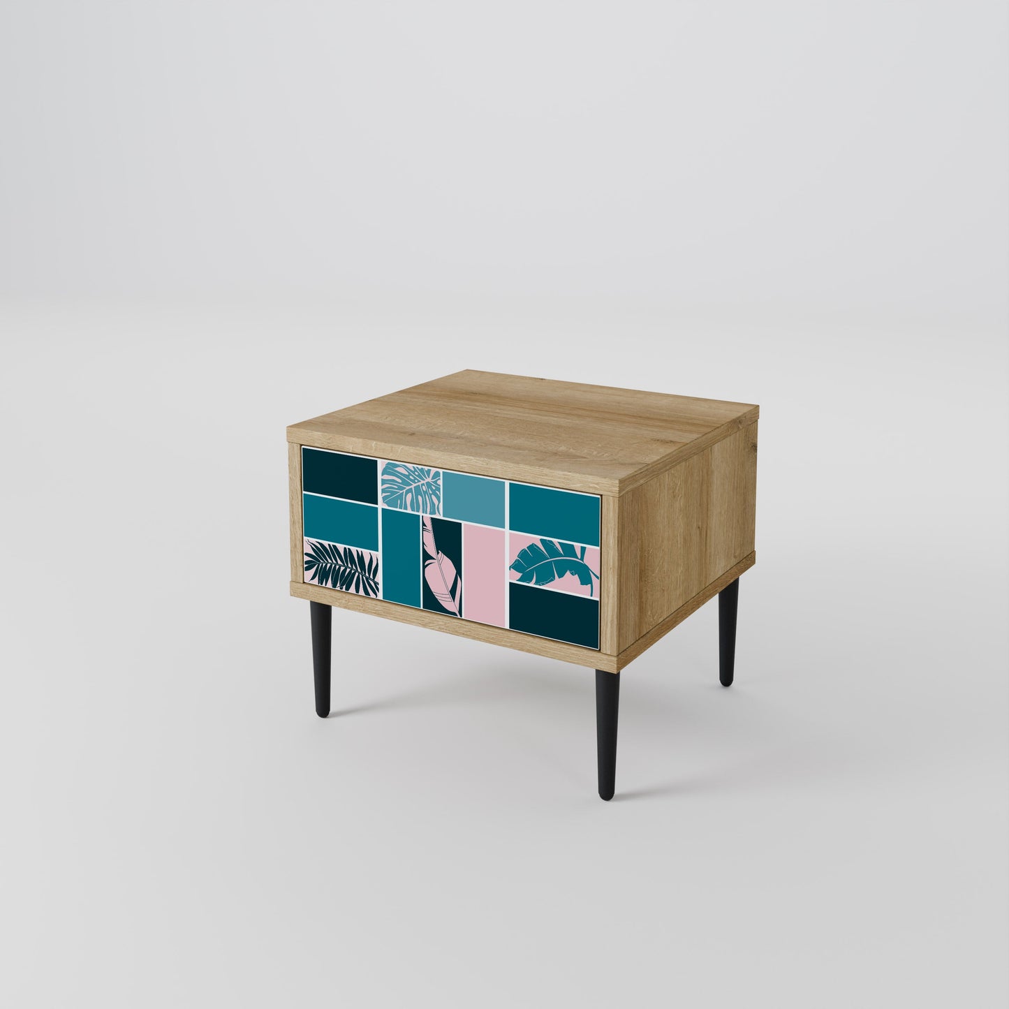 COMBINAZIONE DI FORME Comodino in effetto rovere