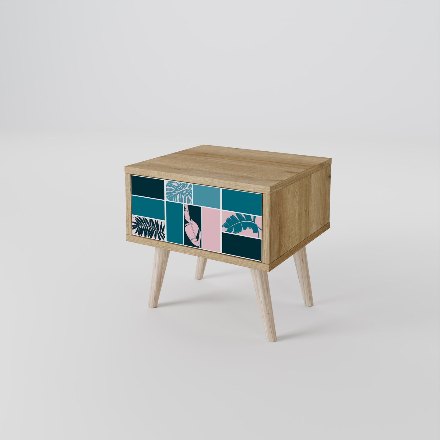 COMBINAZIONE DI FORME Comodino in effetto rovere