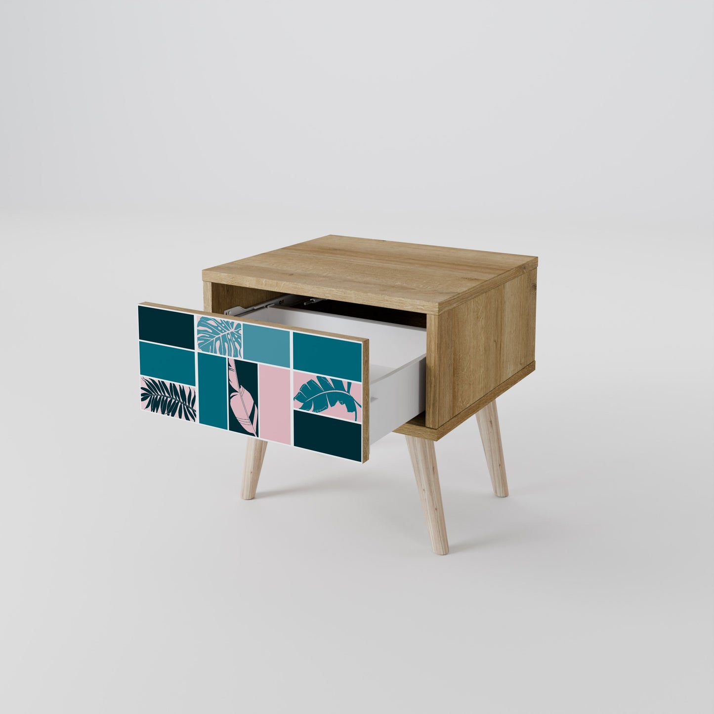 COMBINAZIONE DI FORME Comodino in effetto rovere