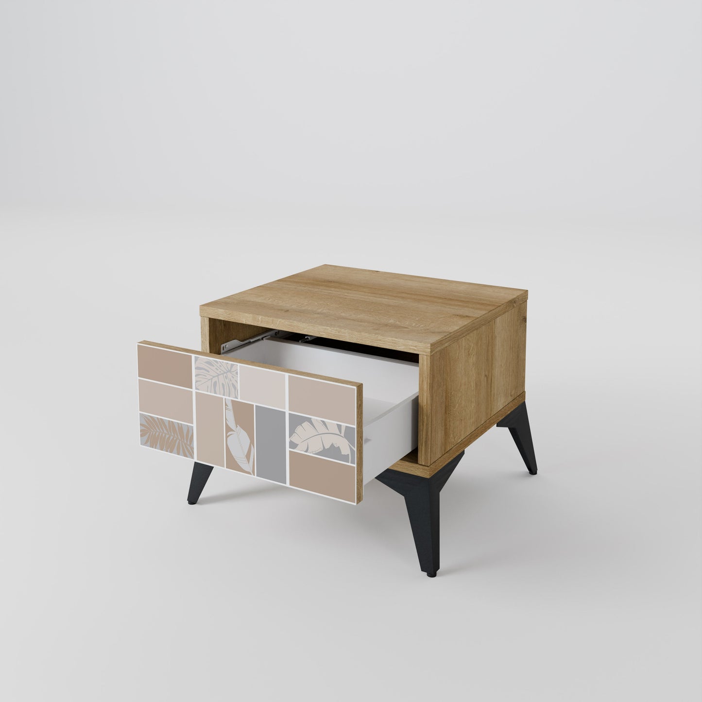 Comodino TROPICAL SHAPES in effetto rovere