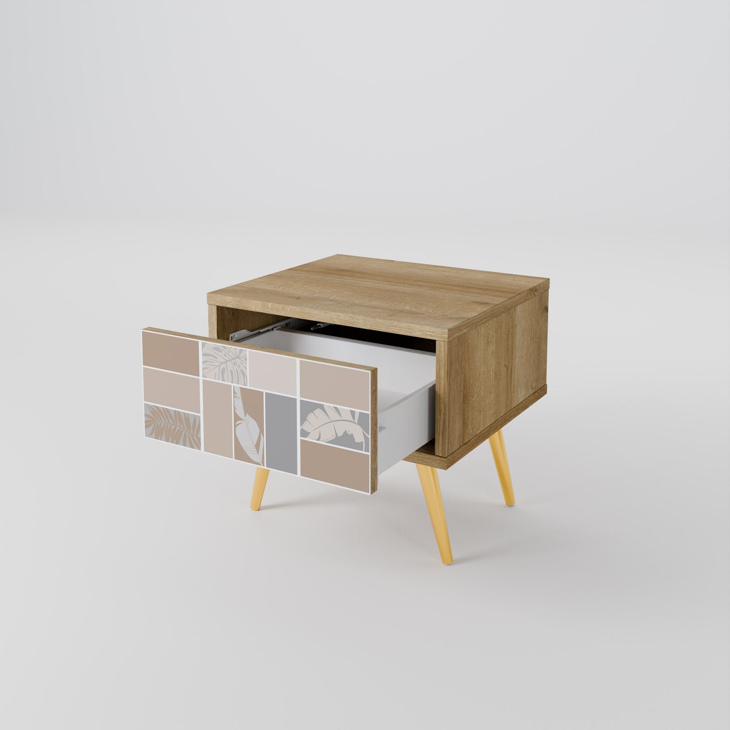 Comodino TROPICAL SHAPES in effetto rovere
