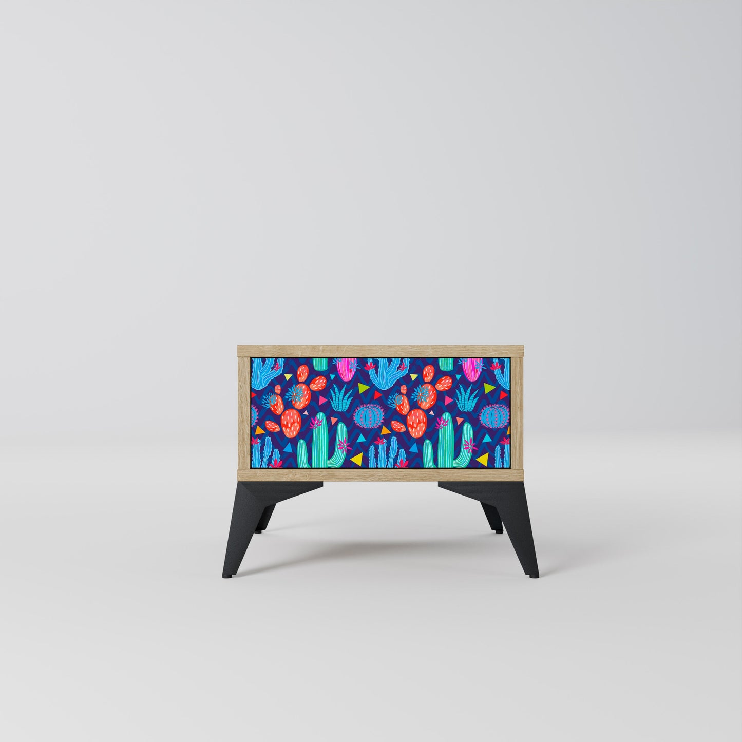 CACTUS VIBES Nightstand in Oak Effect