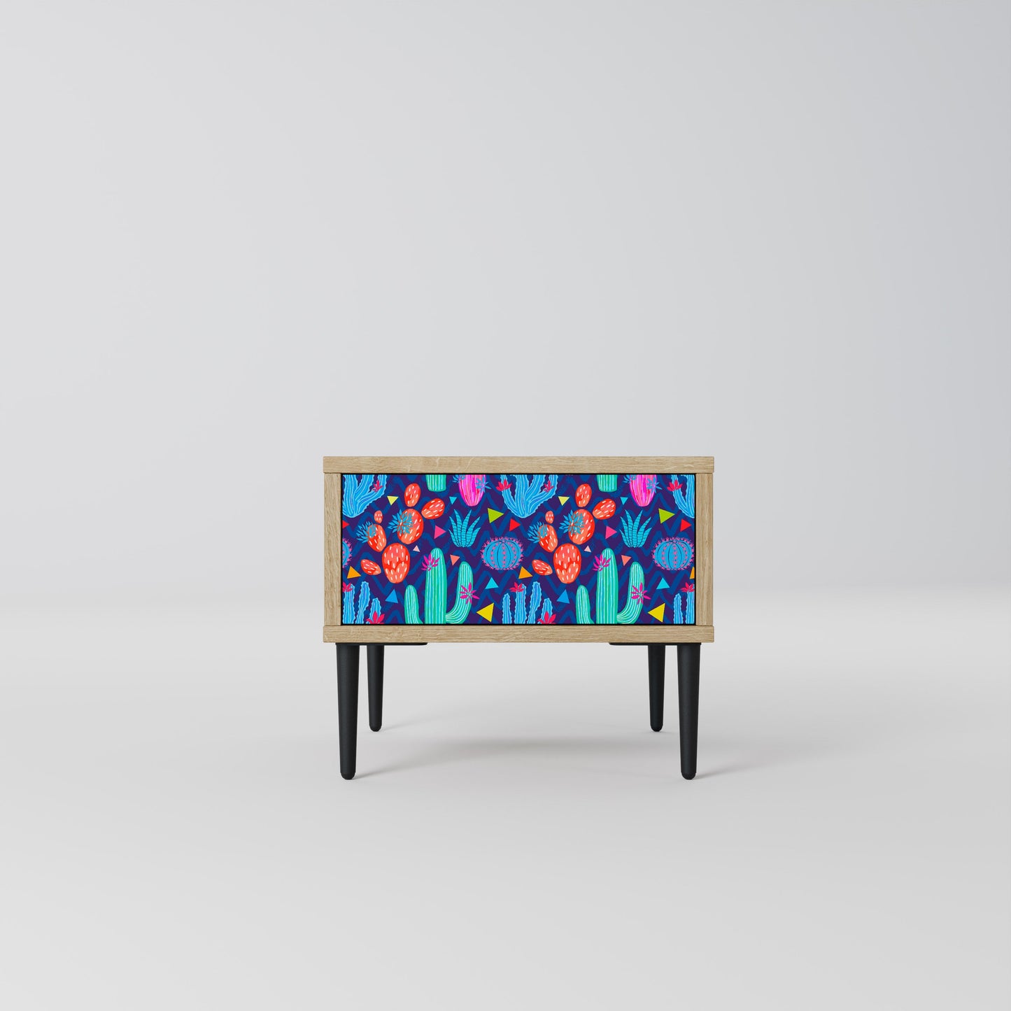 CACTUS VIBES Nightstand in Oak Effect