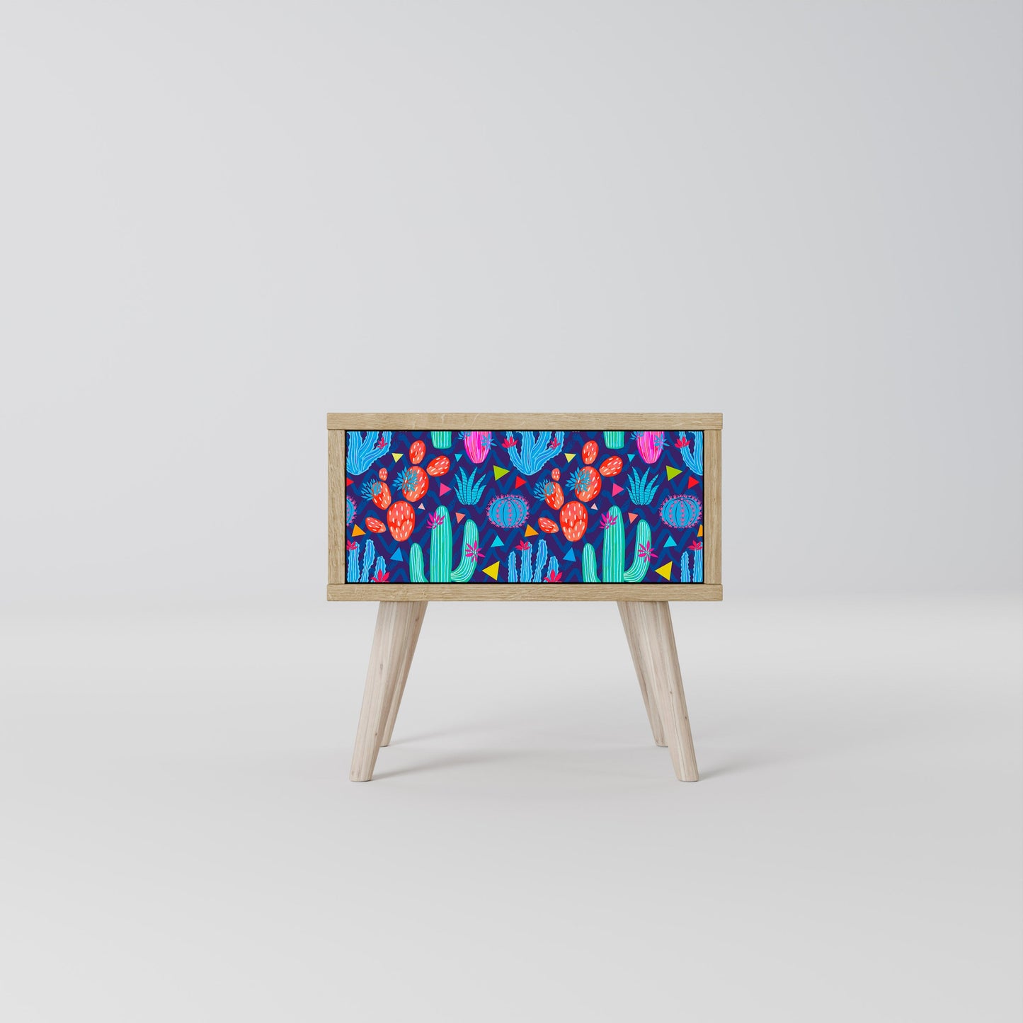 CACTUS VIBES Nightstand in Oak Effect