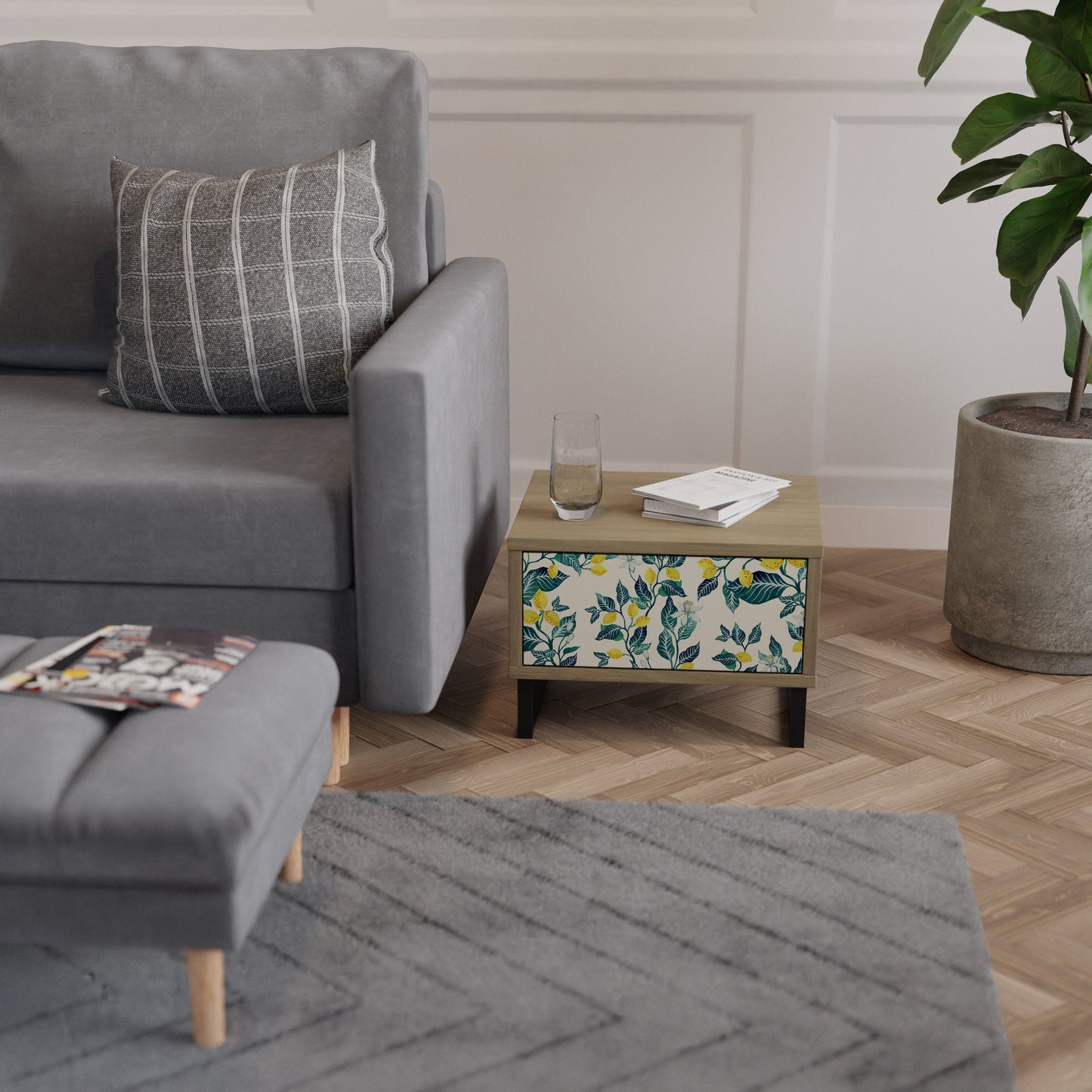 LEMON TREE Nightstand in Oak Effect