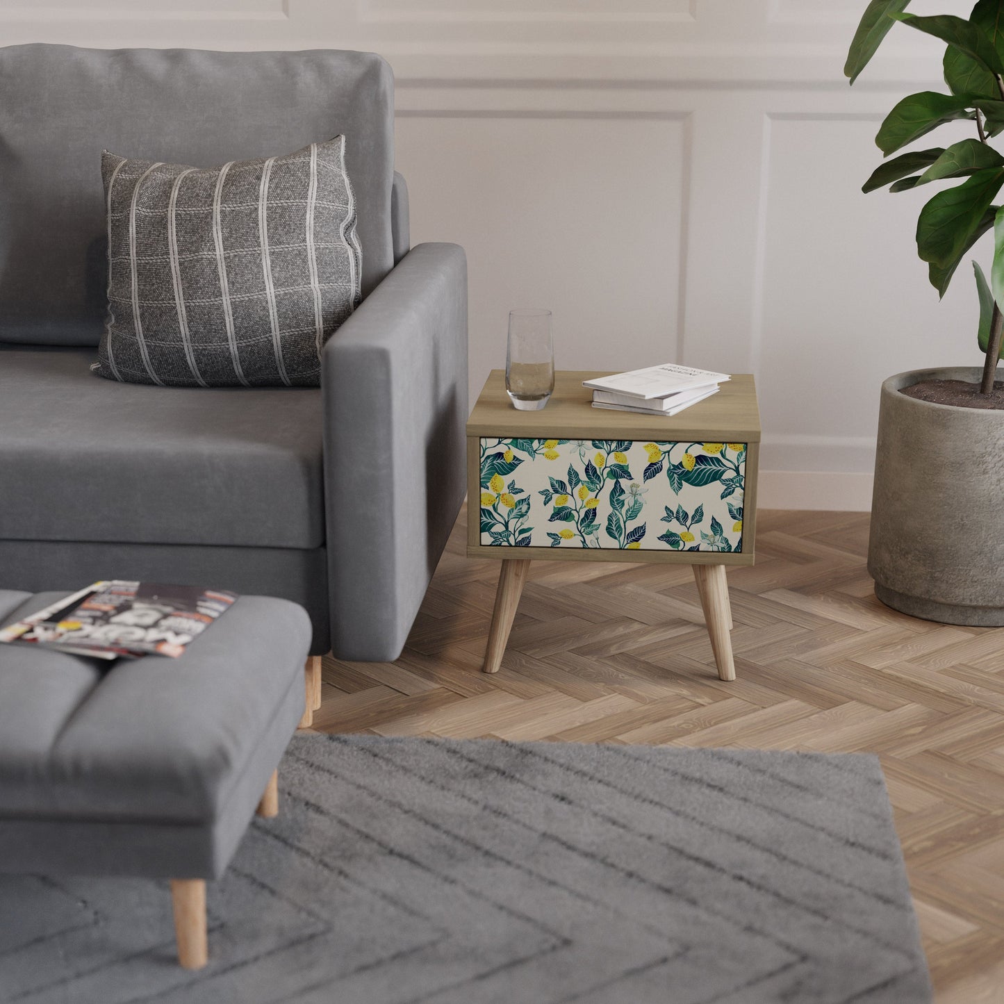 LEMON TREE Nightstand in Oak Effect
