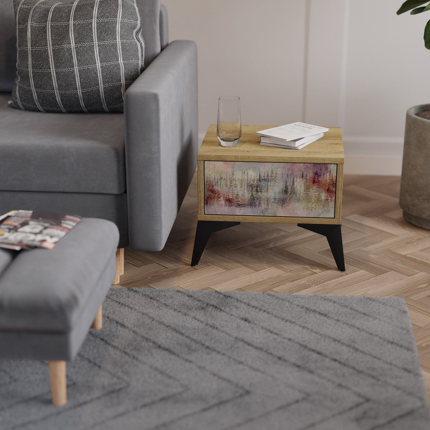 Comodino VEILED SUMMIT effetto rovere