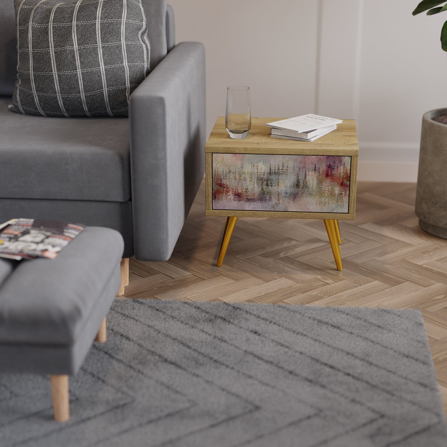 Comodino VEILED SUMMIT effetto rovere