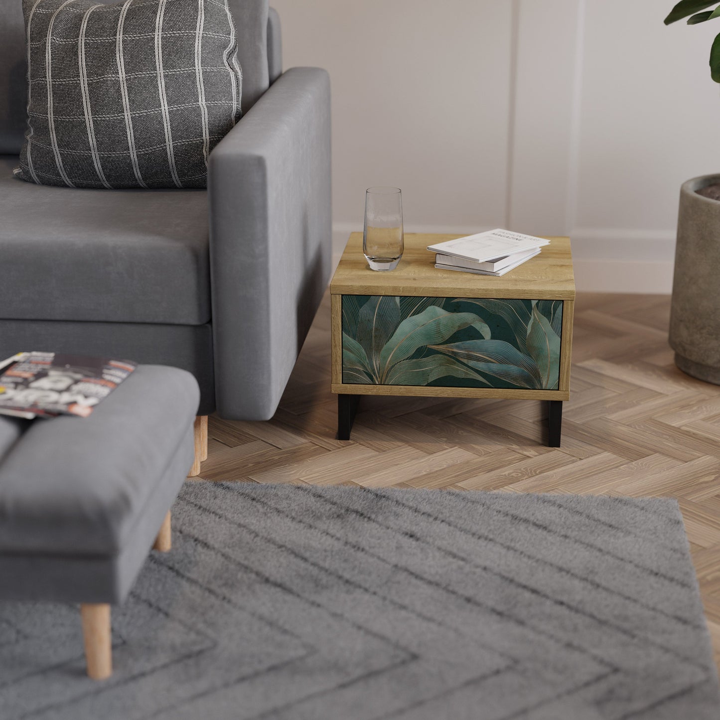 Comodino ROYAL GREEN effetto rovere