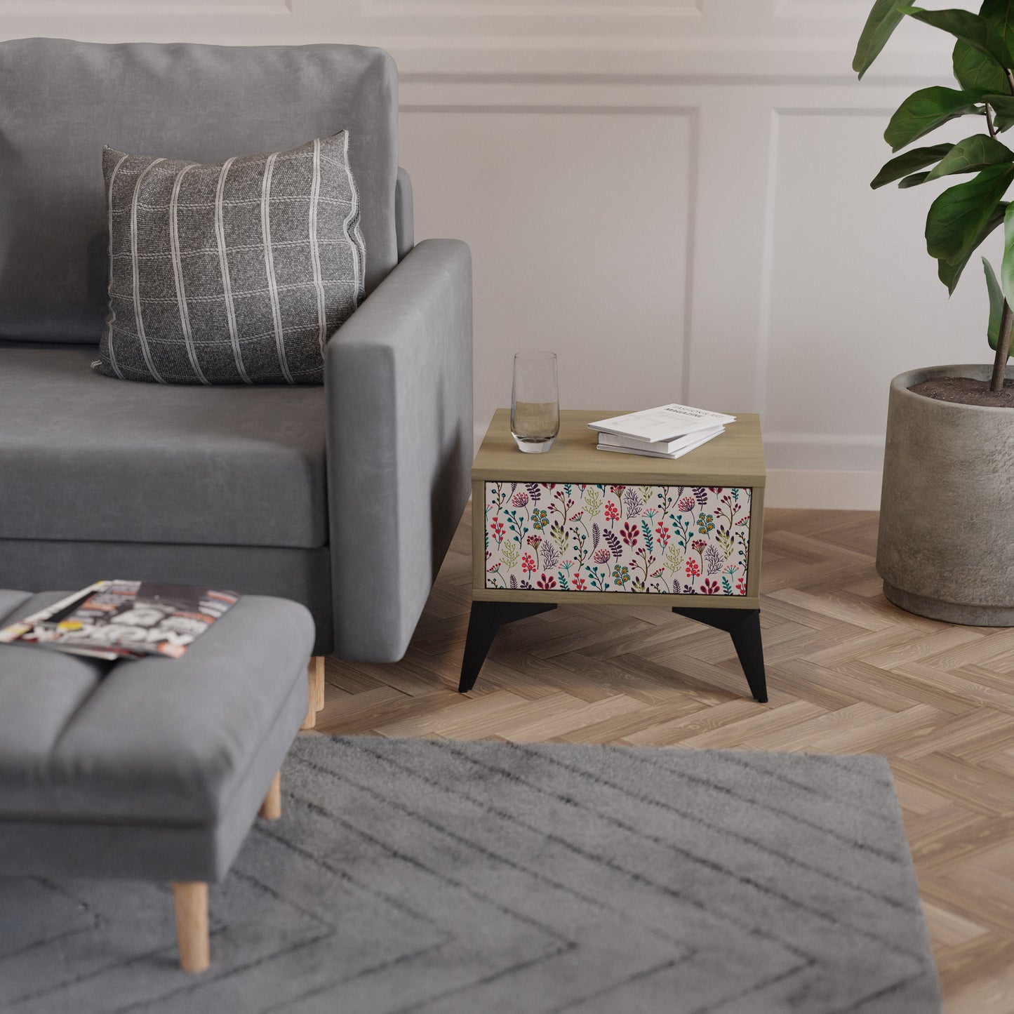 Comodino AUTUMN SUNDRIES in effetto rovere