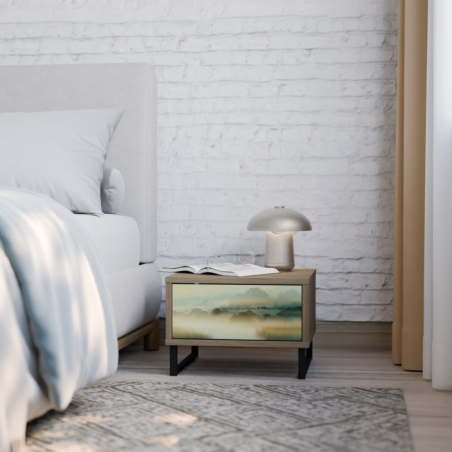 MORNING BY THE LAKE Nightstand in Oak Effect