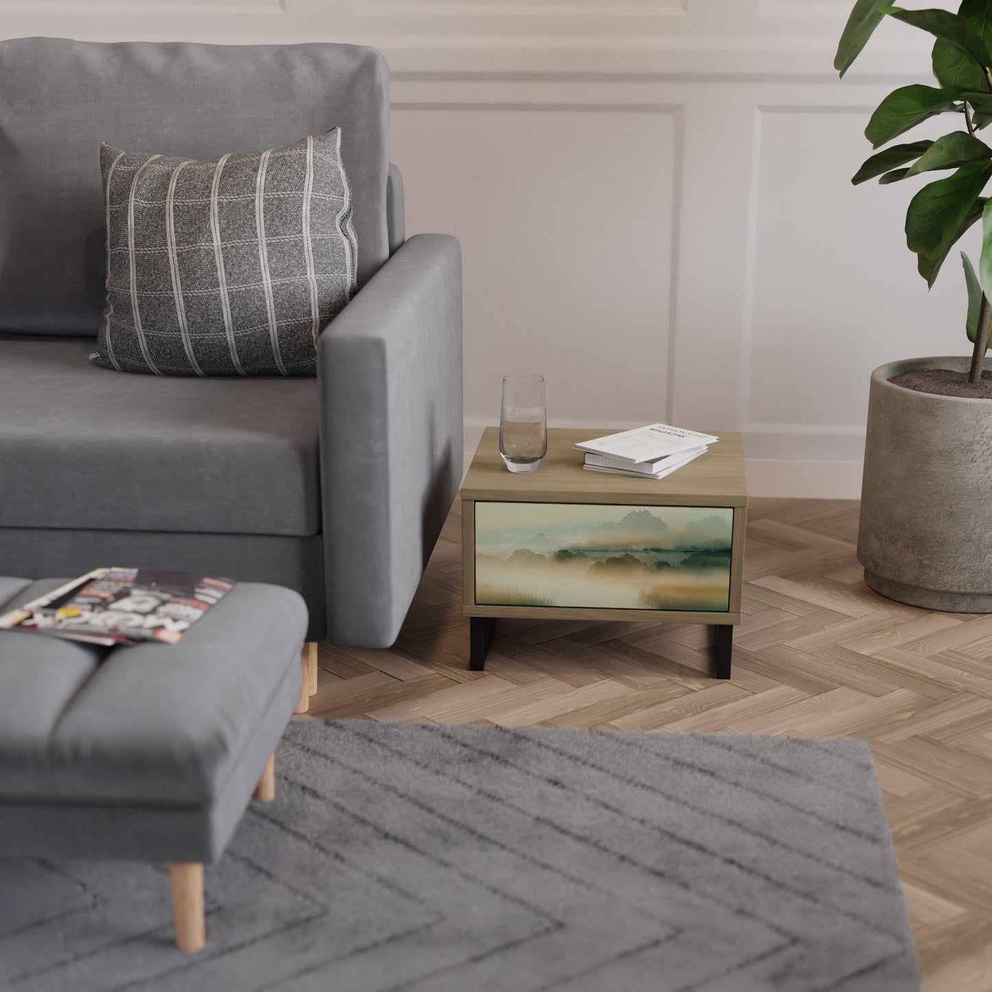 MORNING BY THE LAKE Nightstand in Oak Effect
