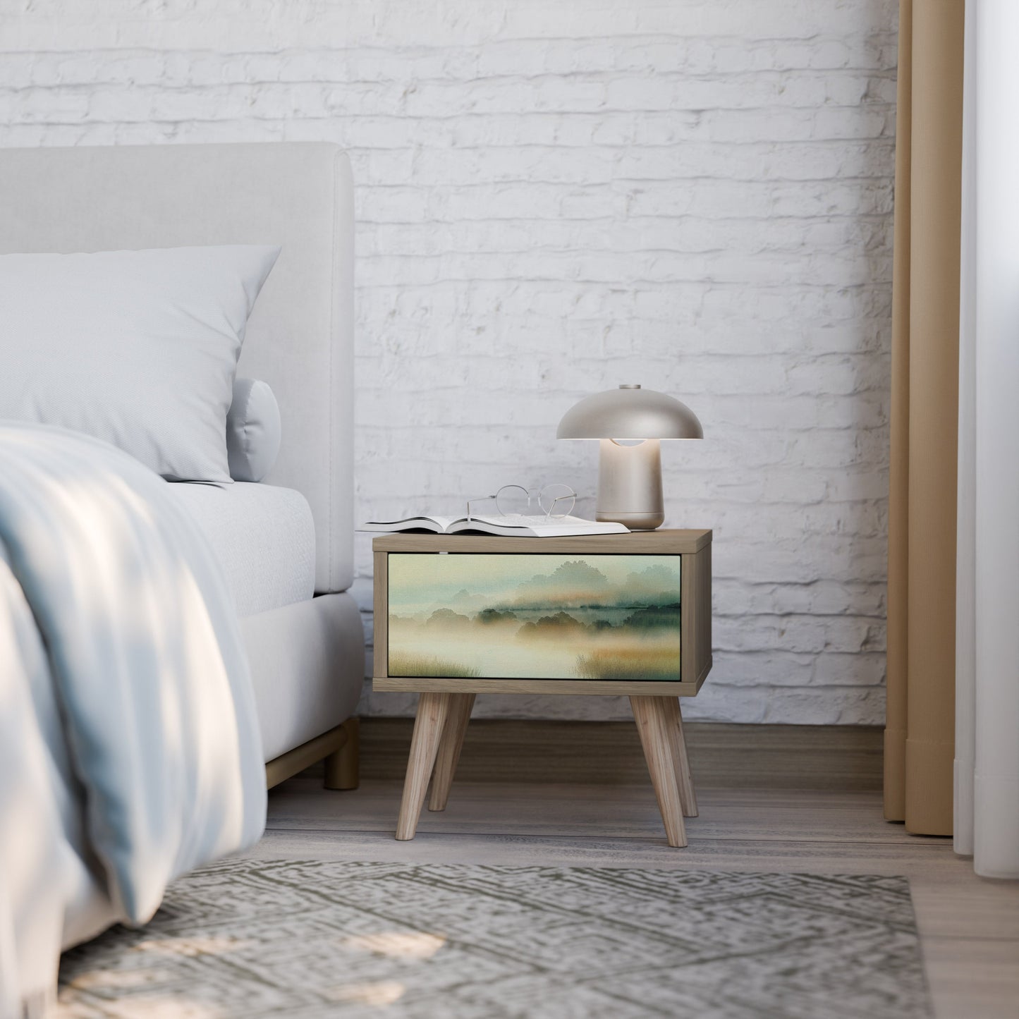 MORNING BY THE LAKE Nightstand in Oak Effect