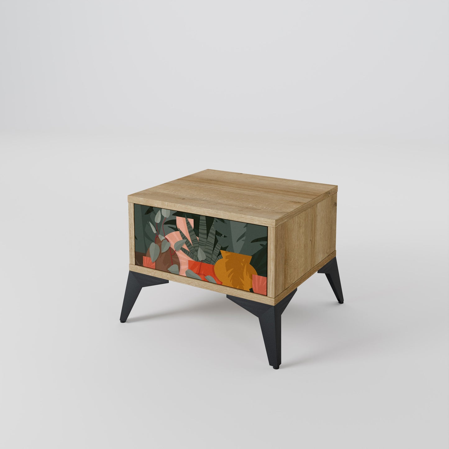 COMPOSIZIONE TROPICALE Comodino Effetto Rovere