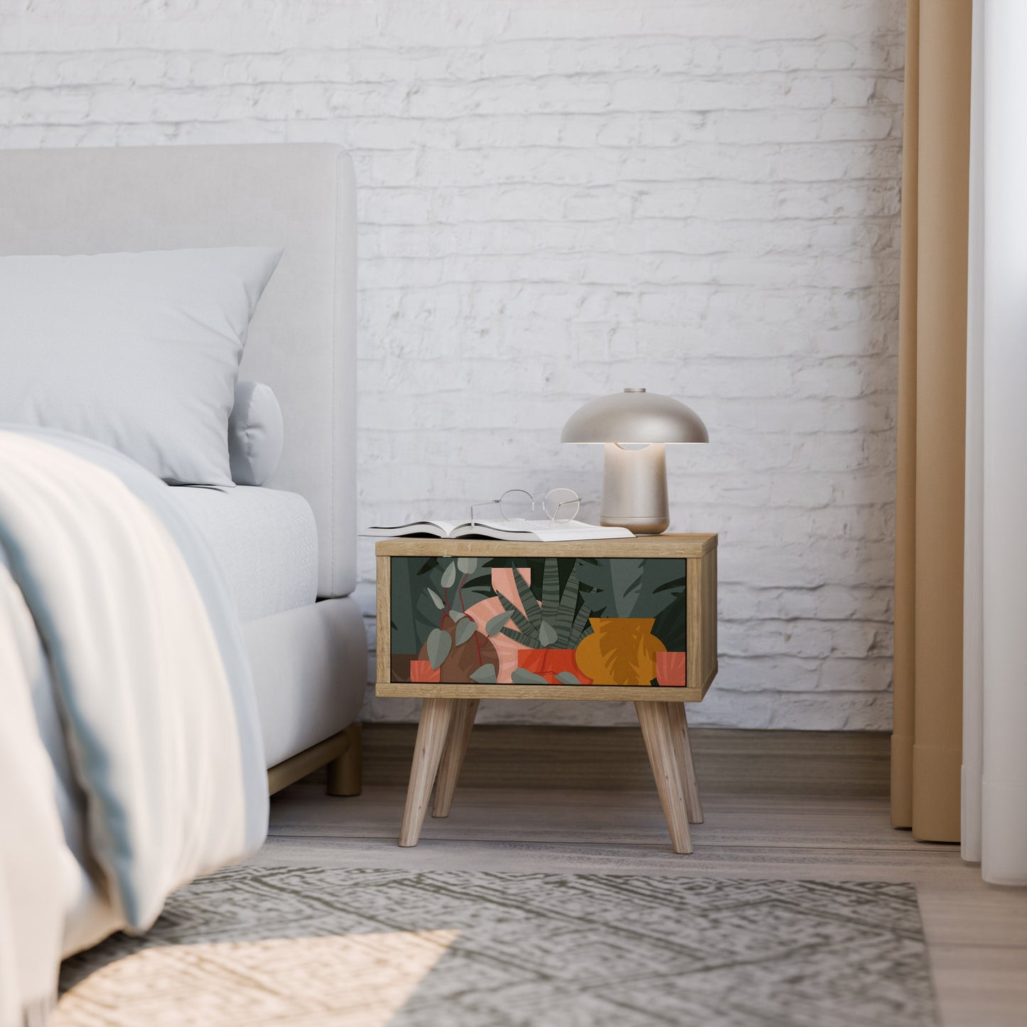 COMPOSIZIONE TROPICALE Comodino Effetto Rovere