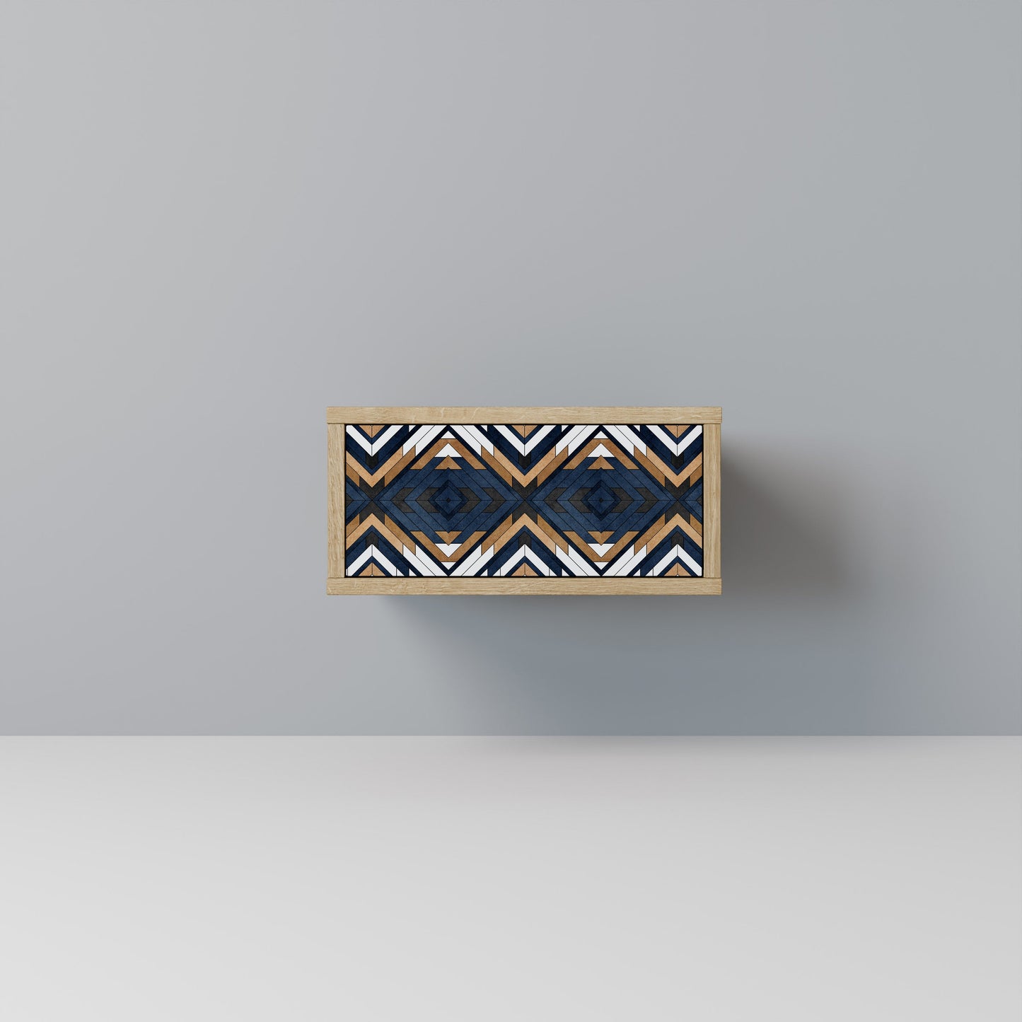 Comodino GEOMETRIA ARTISTICA in effetto rovere