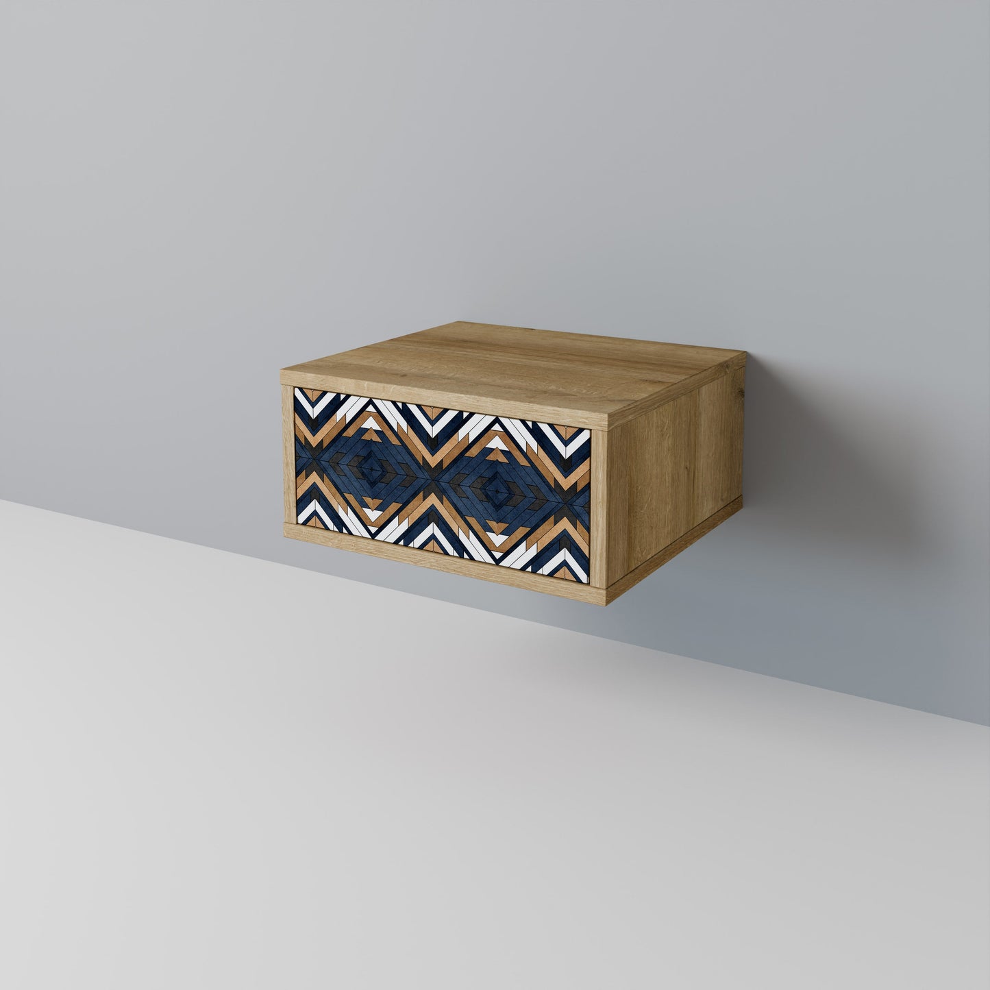 Comodino GEOMETRIA ARTISTICA in effetto rovere