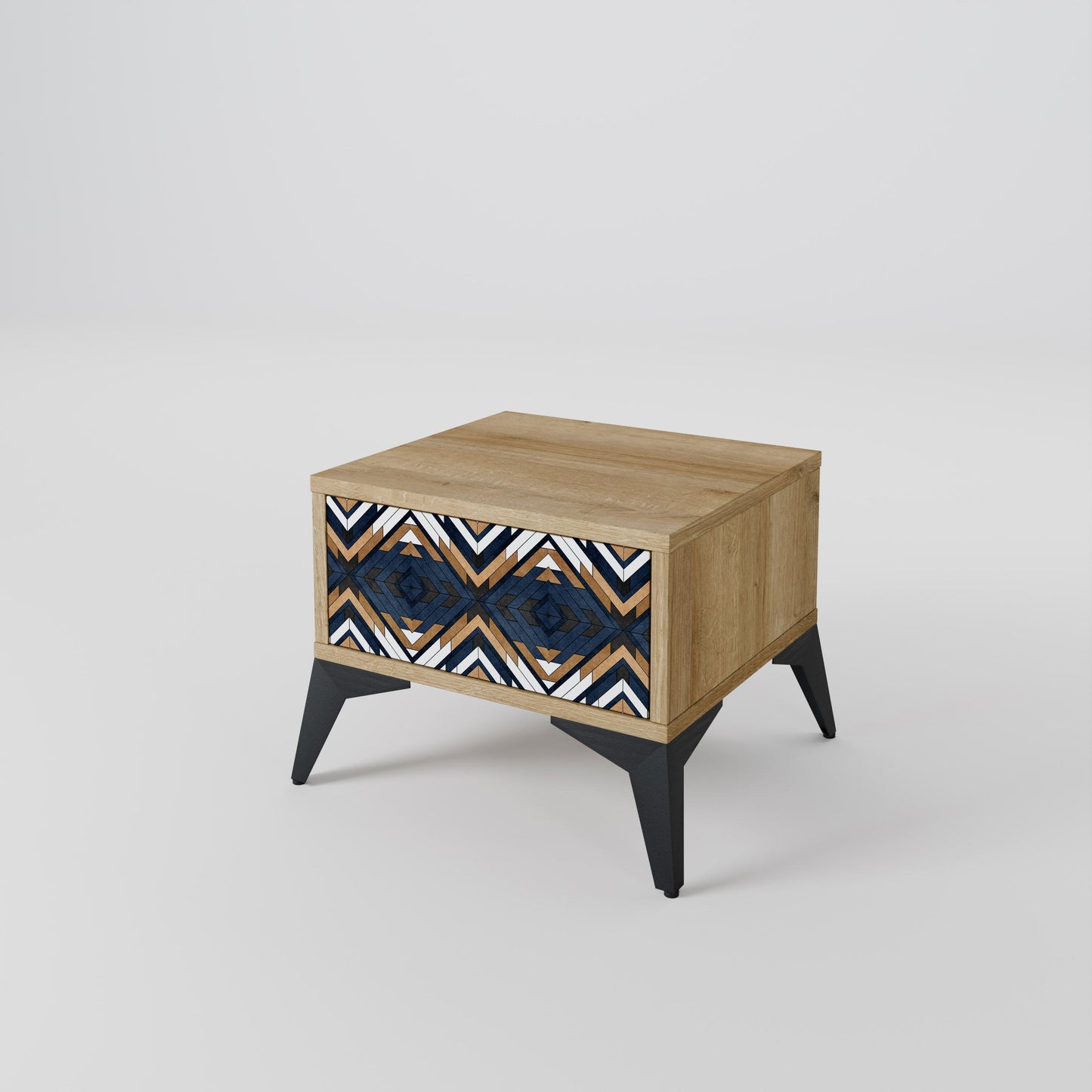 Comodino GEOMETRIA ARTISTICA in effetto rovere