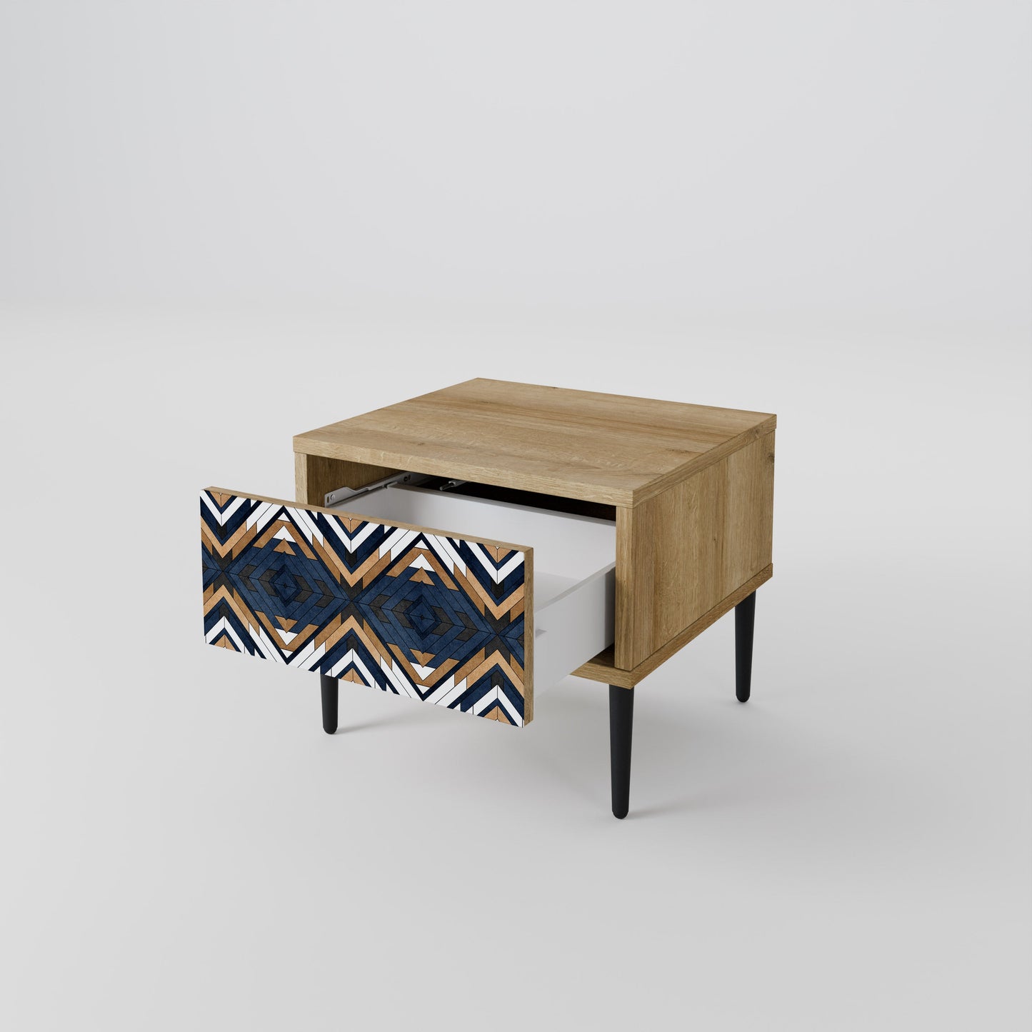 Comodino GEOMETRIA ARTISTICA in effetto rovere