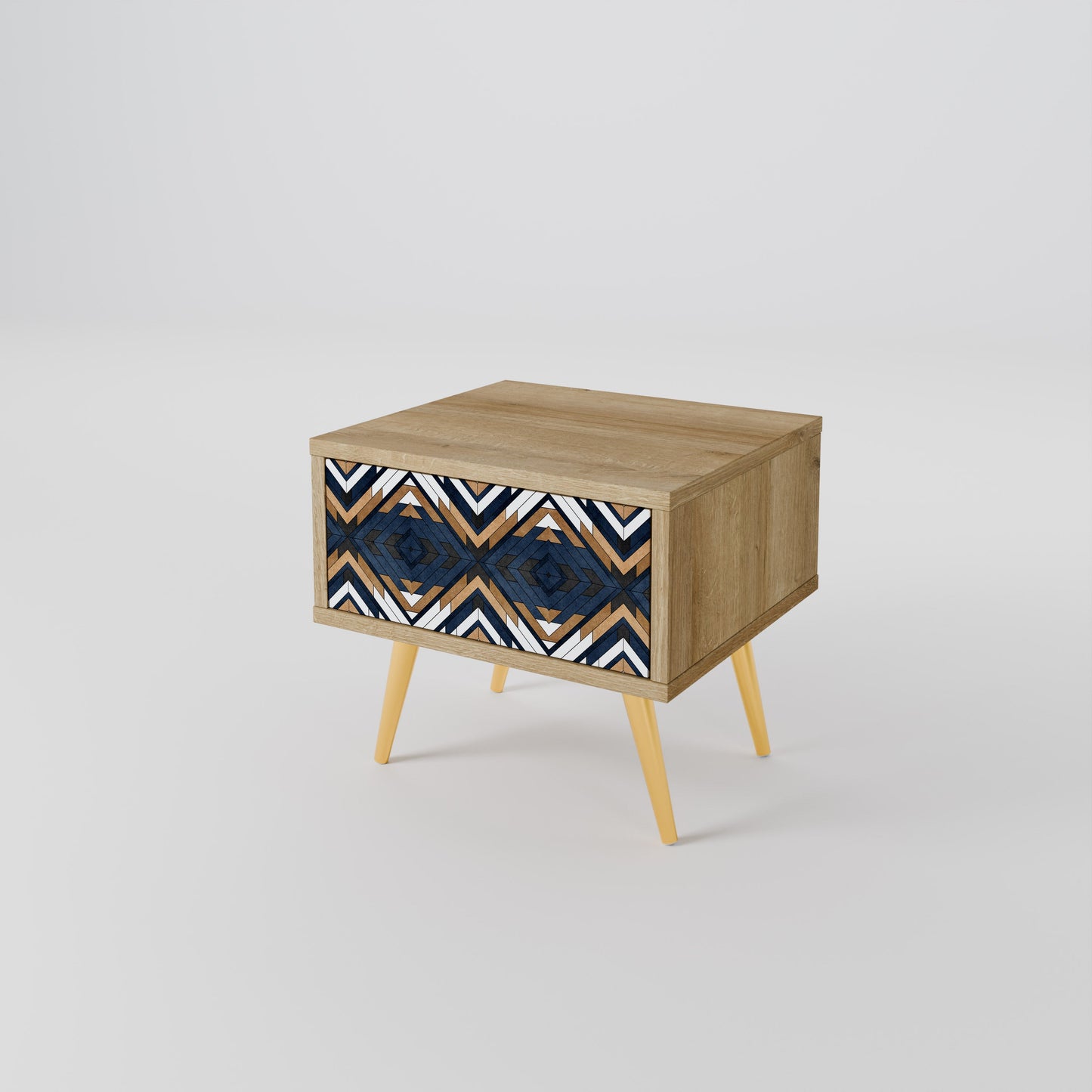 Comodino GEOMETRIA ARTISTICA in effetto rovere
