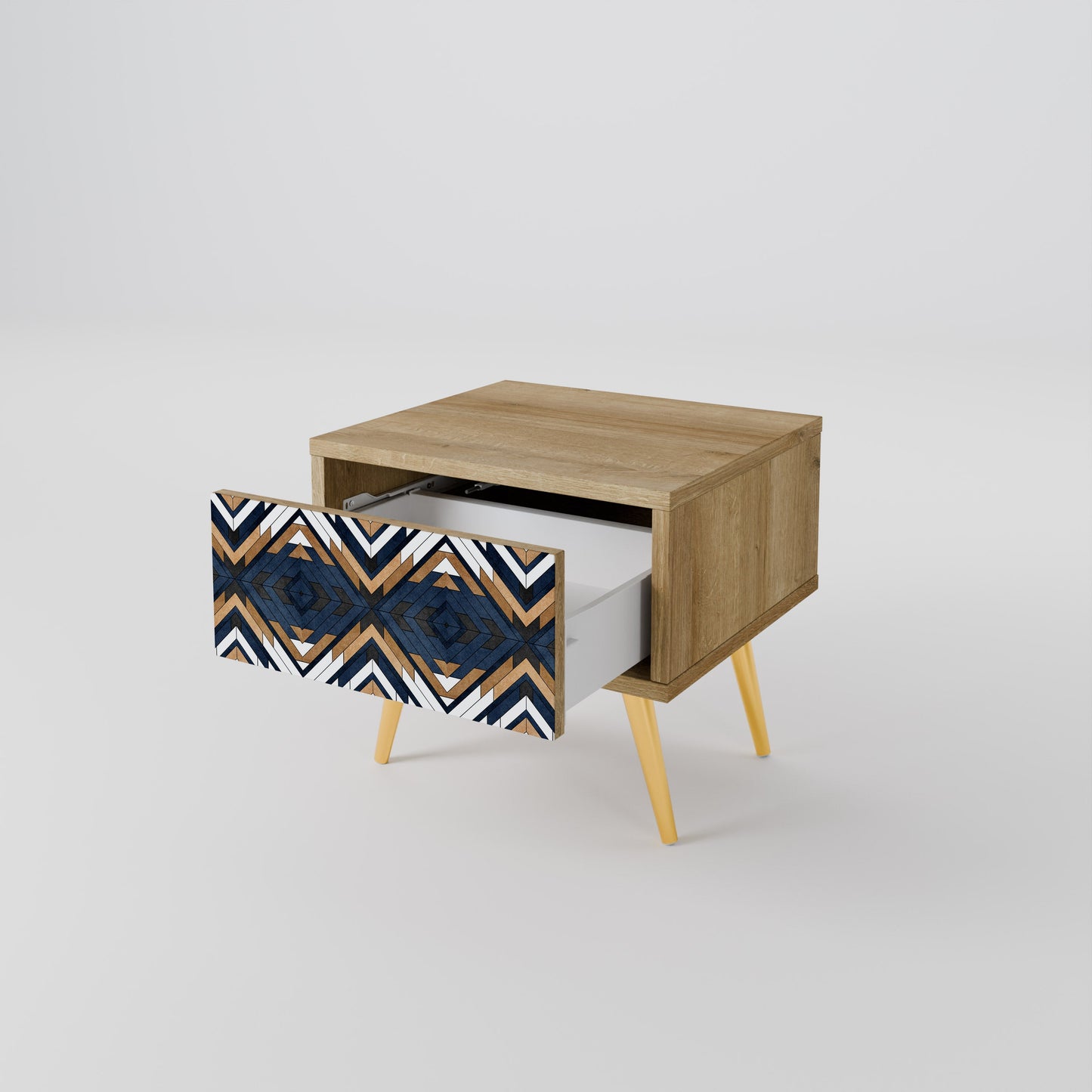 Comodino GEOMETRIA ARTISTICA in effetto rovere