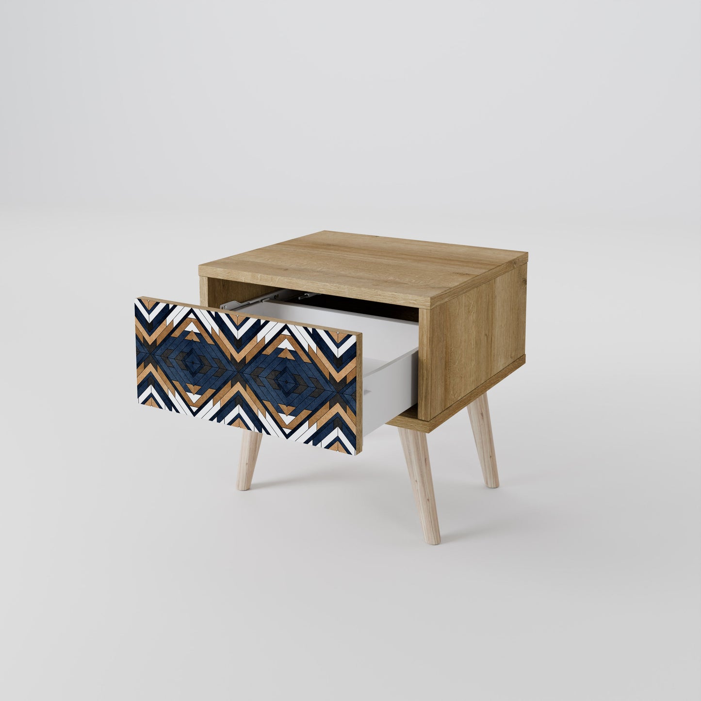 Comodino GEOMETRIA ARTISTICA in effetto rovere
