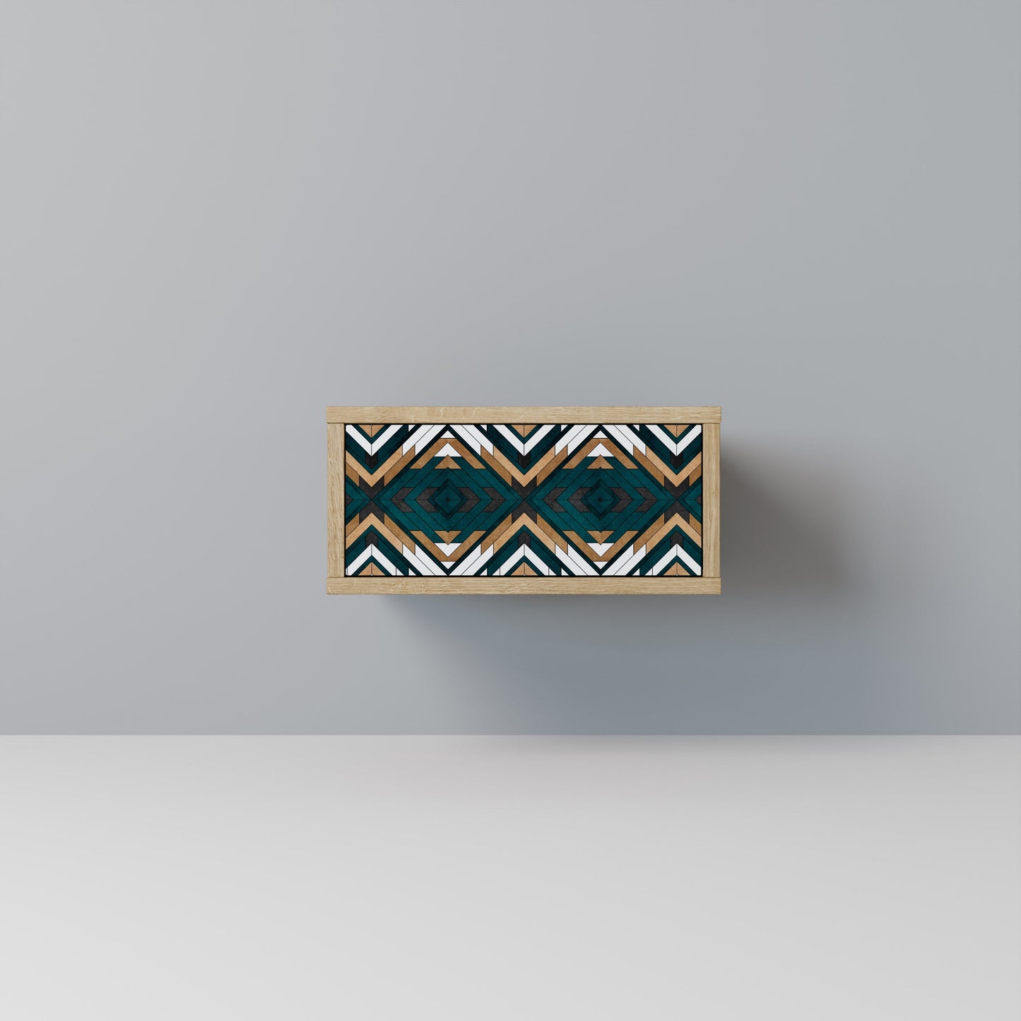 Comodino GEOMETRIA ARTISTICA in effetto rovere