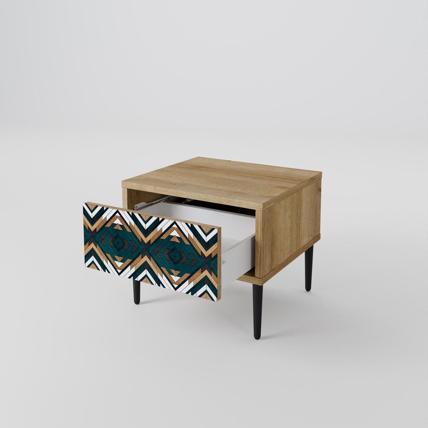 Comodino GEOMETRIA ARTISTICA in effetto rovere