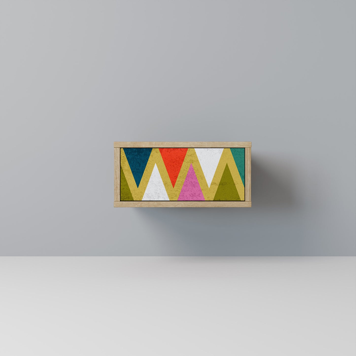 Comodino TRIANGOLI COLORATI in effetto rovere