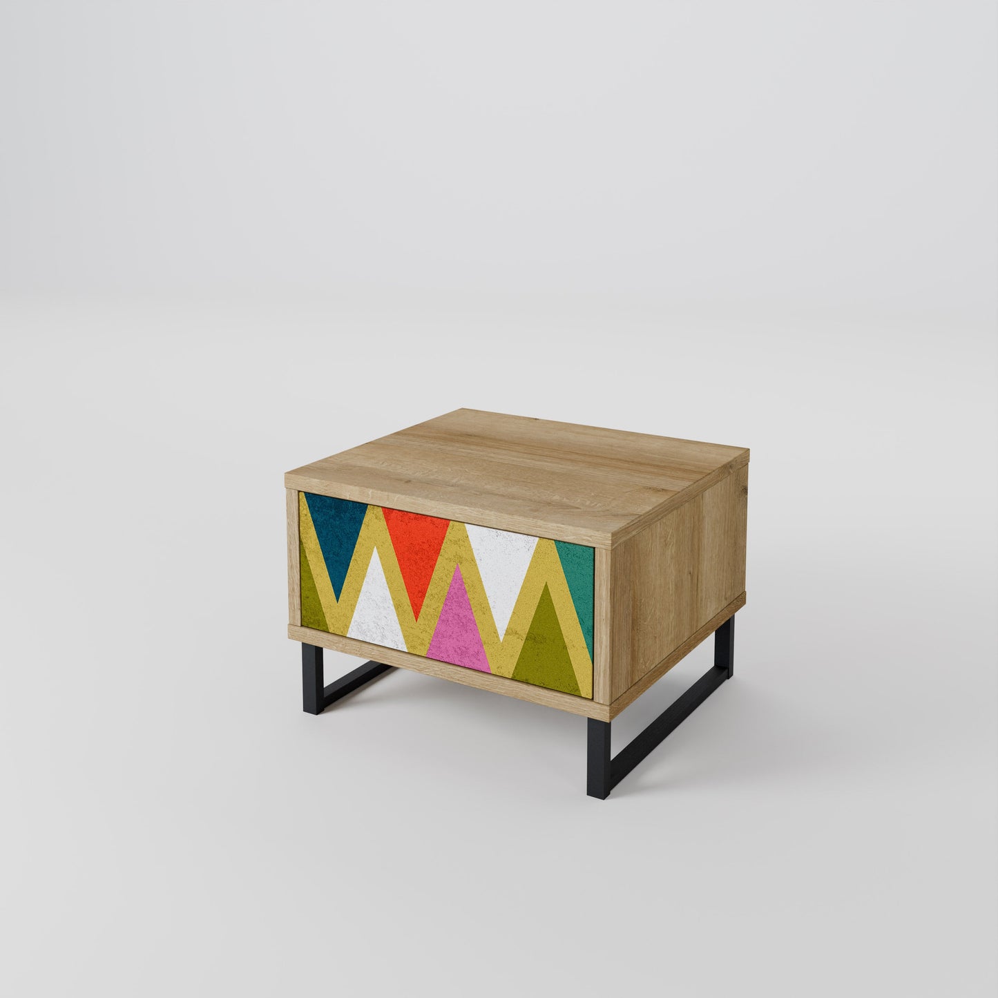 Comodino TRIANGOLI COLORATI in effetto rovere