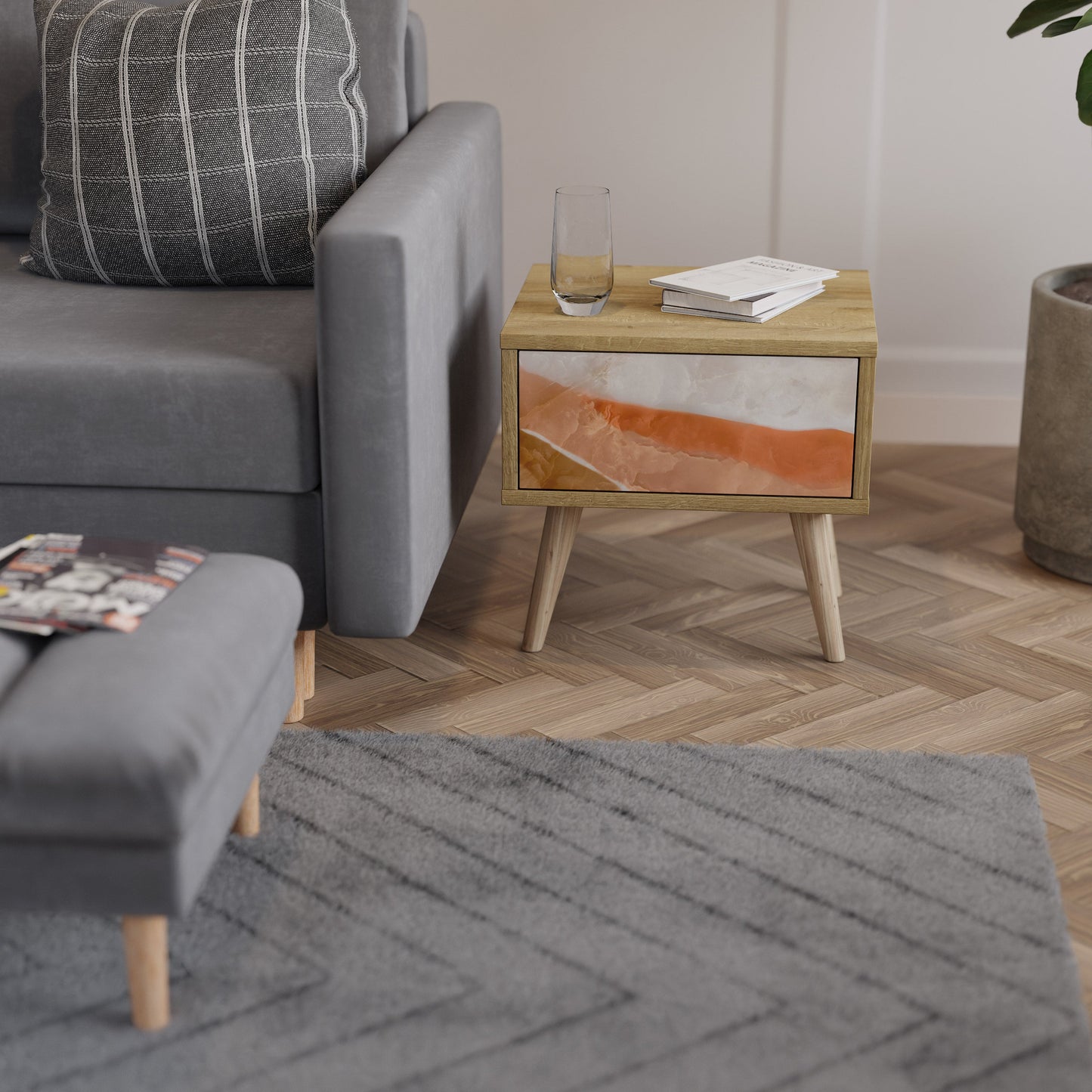 Comodino SANDHILLS SPLENDOUR in effetto rovere