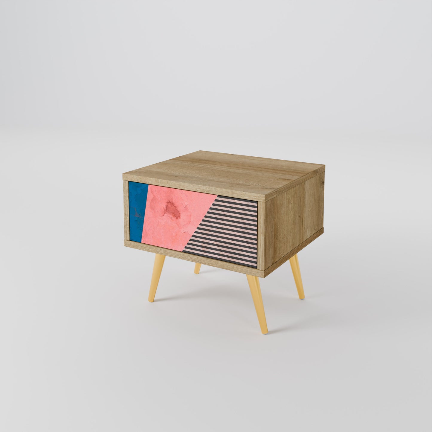 GLAMOROUS STRIPE Nightstand in Oak Effect