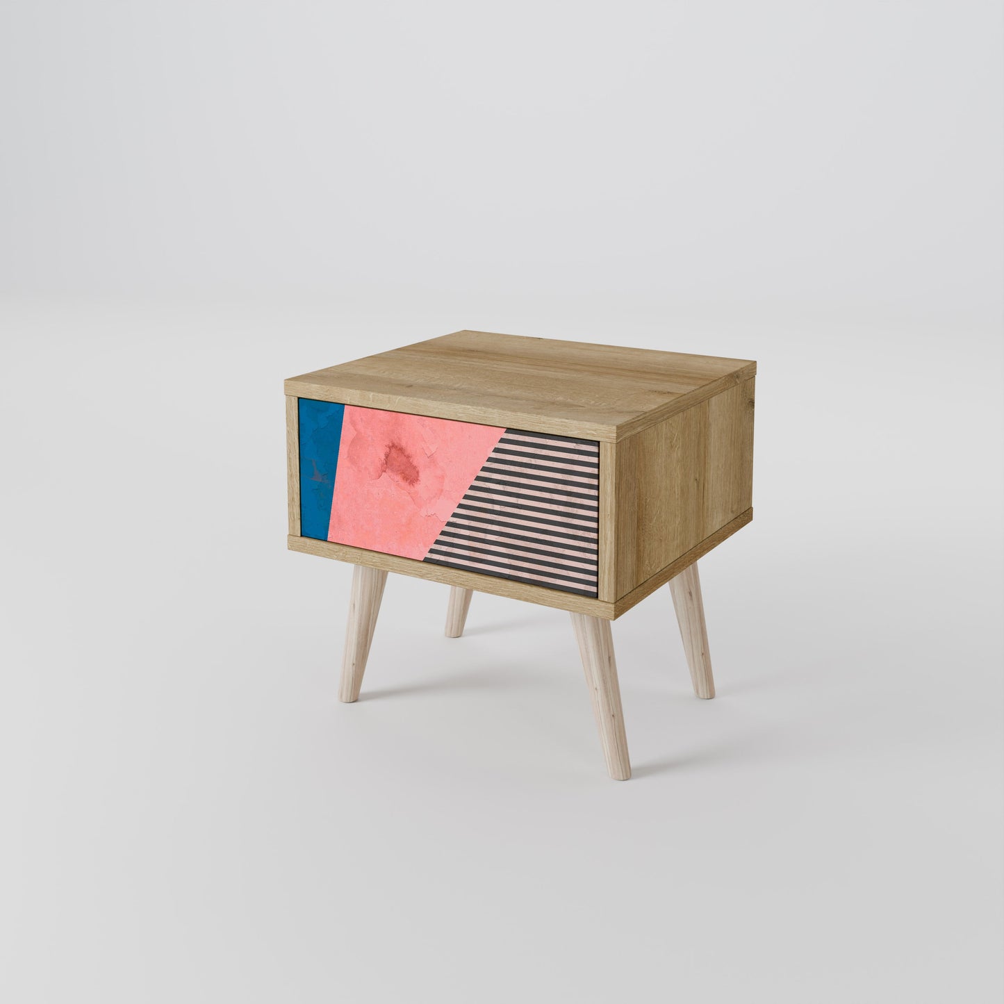 GLAMOROUS STRIPE Nightstand in Oak Effect