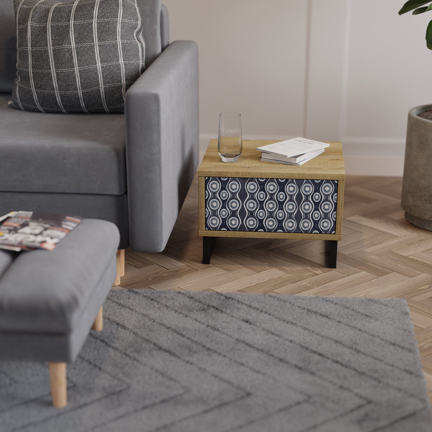 Comodino GRAPHITE EYES effetto rovere