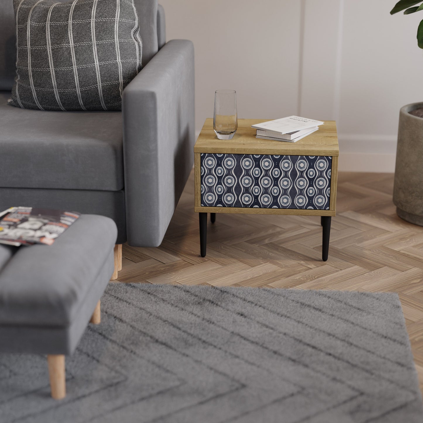 Comodino GRAPHITE EYES effetto rovere