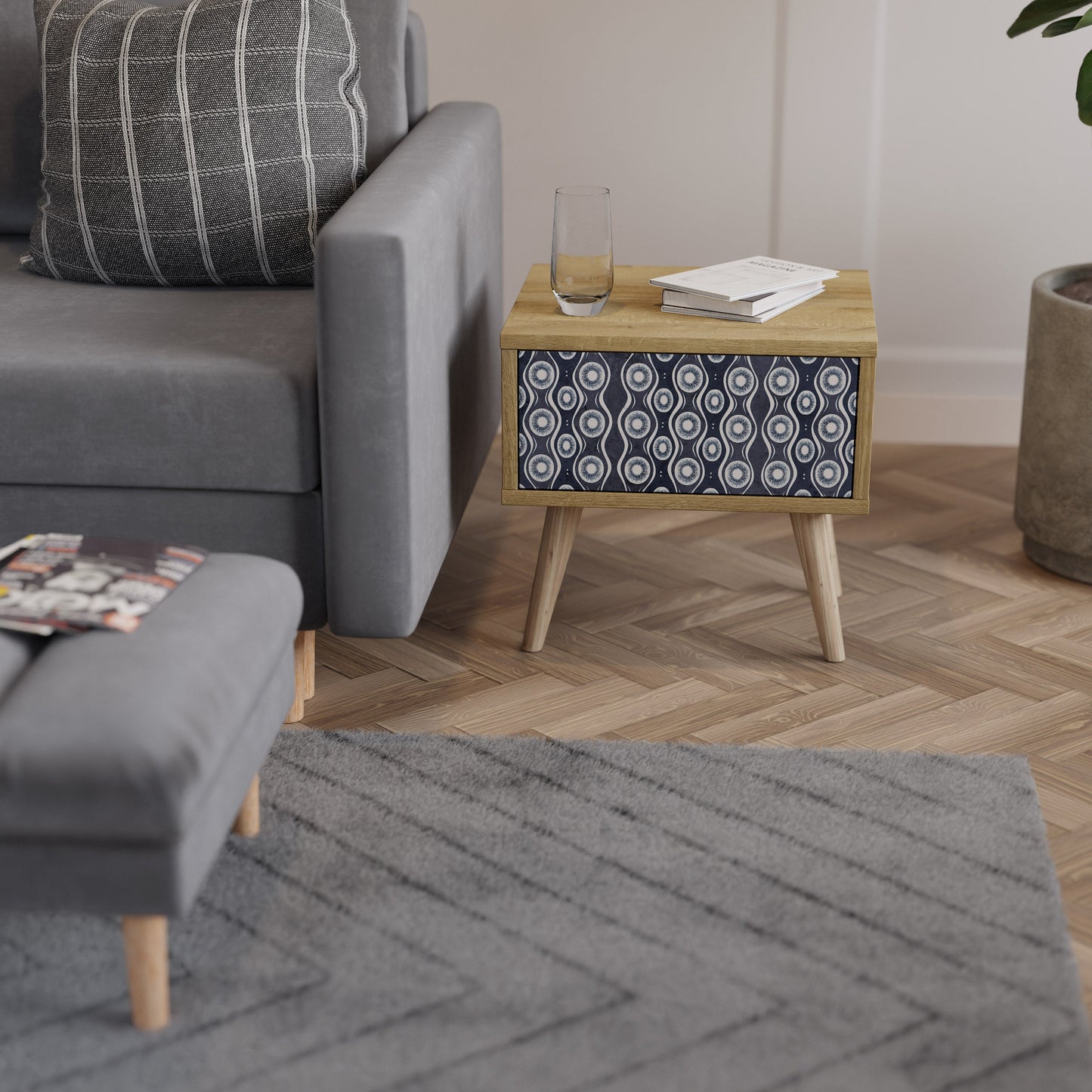 Comodino GRAPHITE EYES effetto rovere