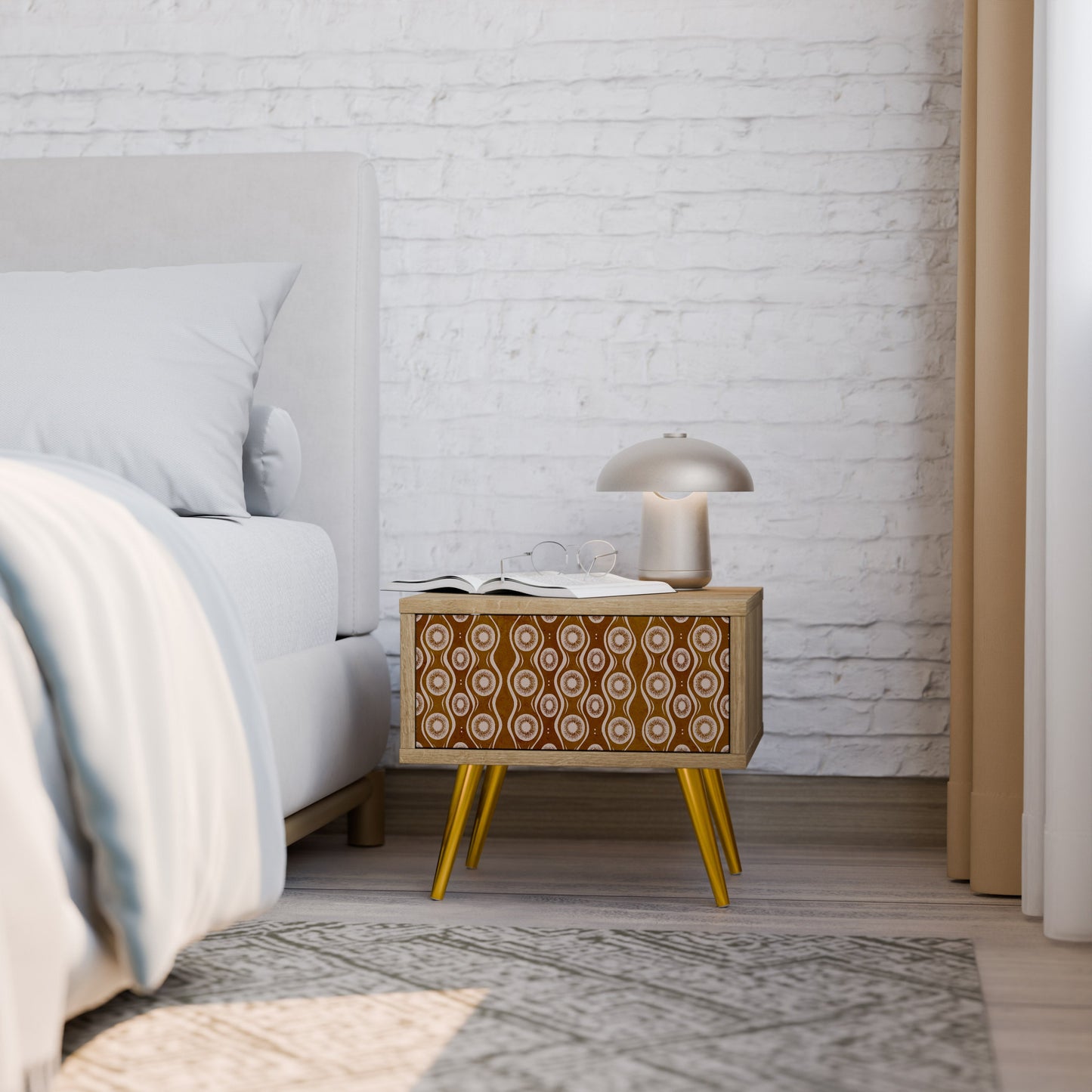 Comodino BROWN EYES in effetto rovere