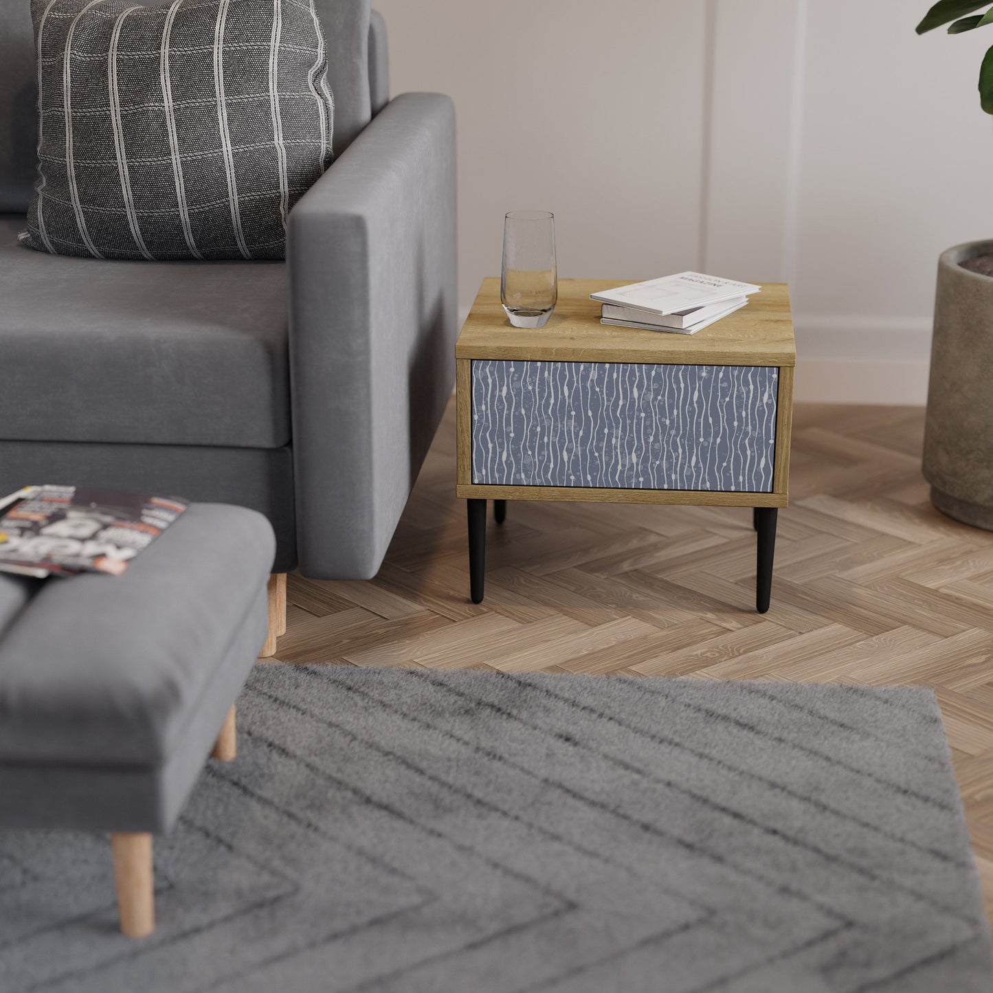 Comodino GRAPHITE RAIN in effetto rovere