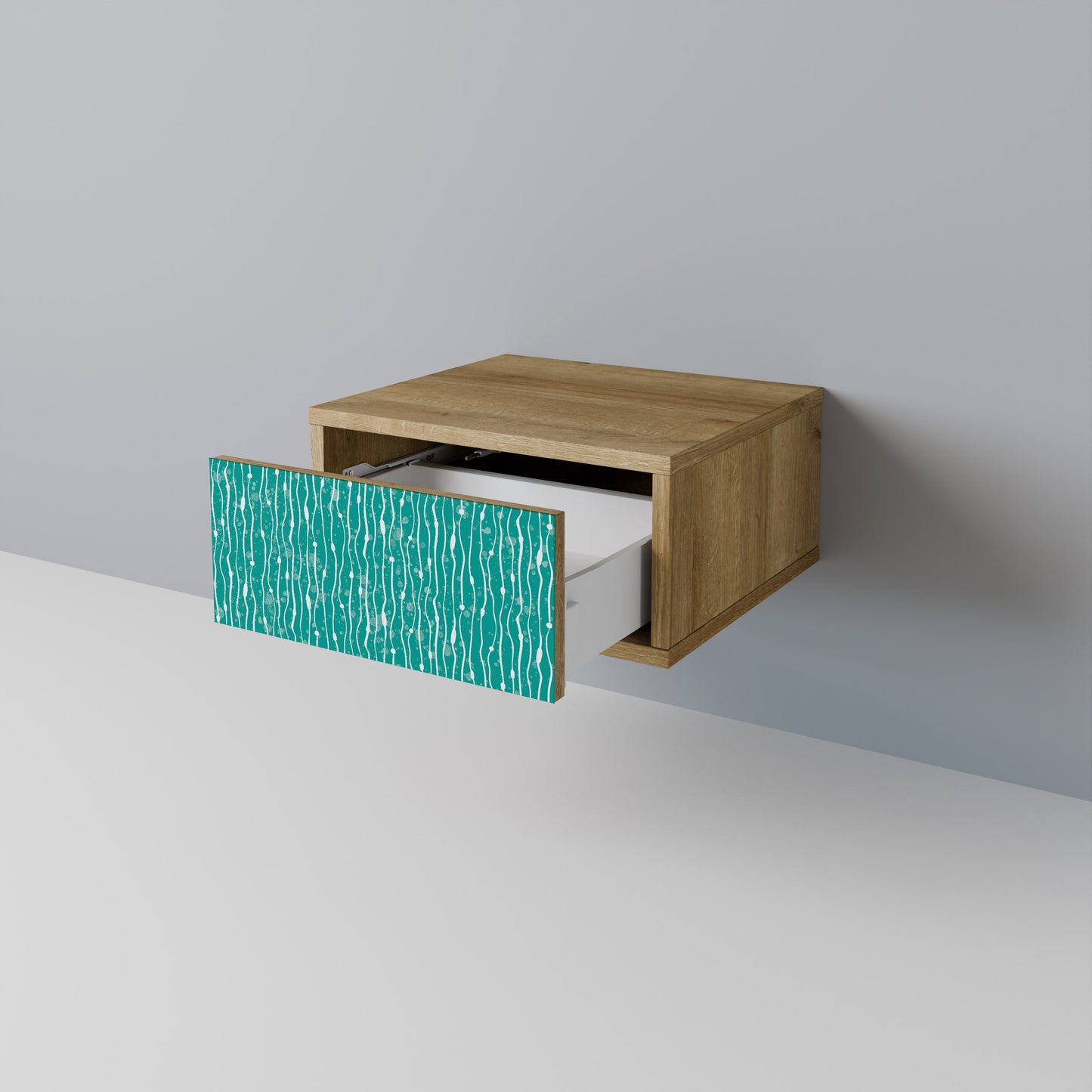 Comodino TURQUOISE RAIN in effetto rovere