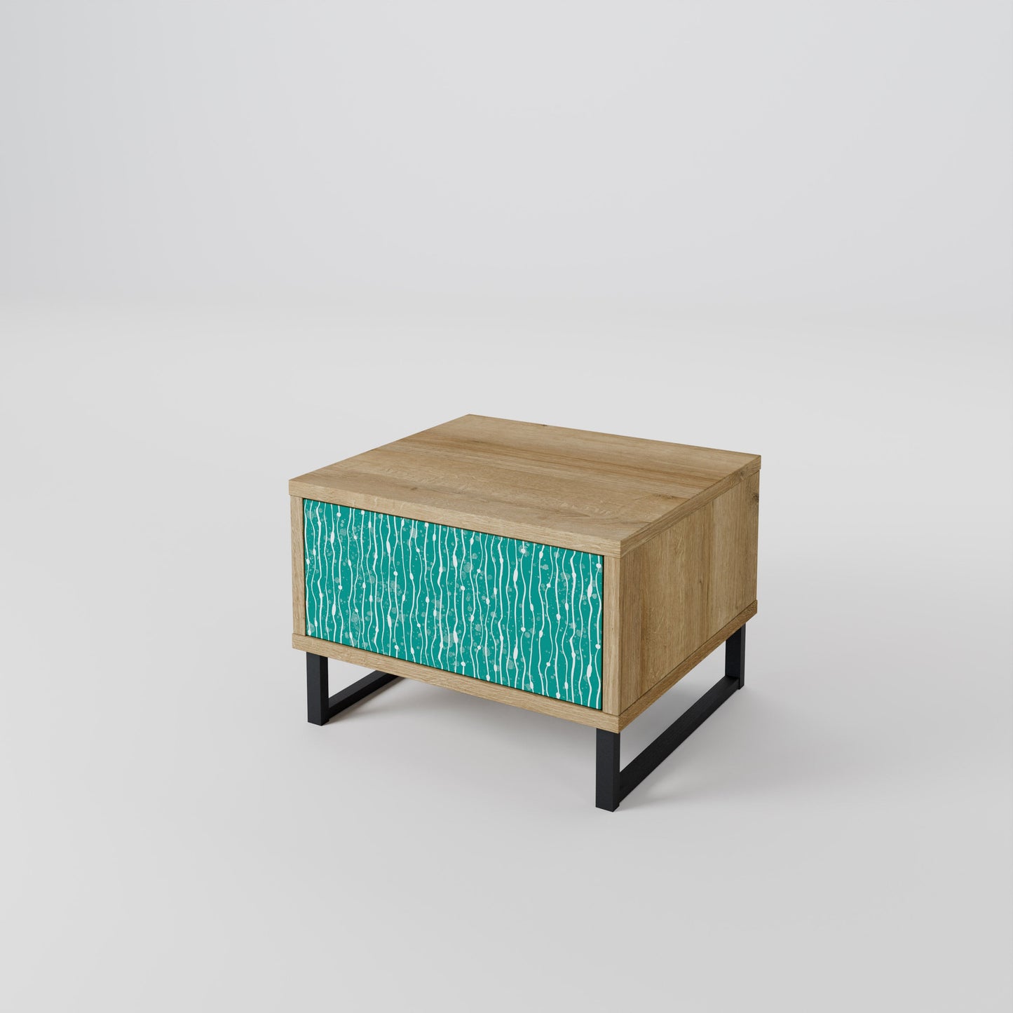 Comodino TURQUOISE RAIN in effetto rovere